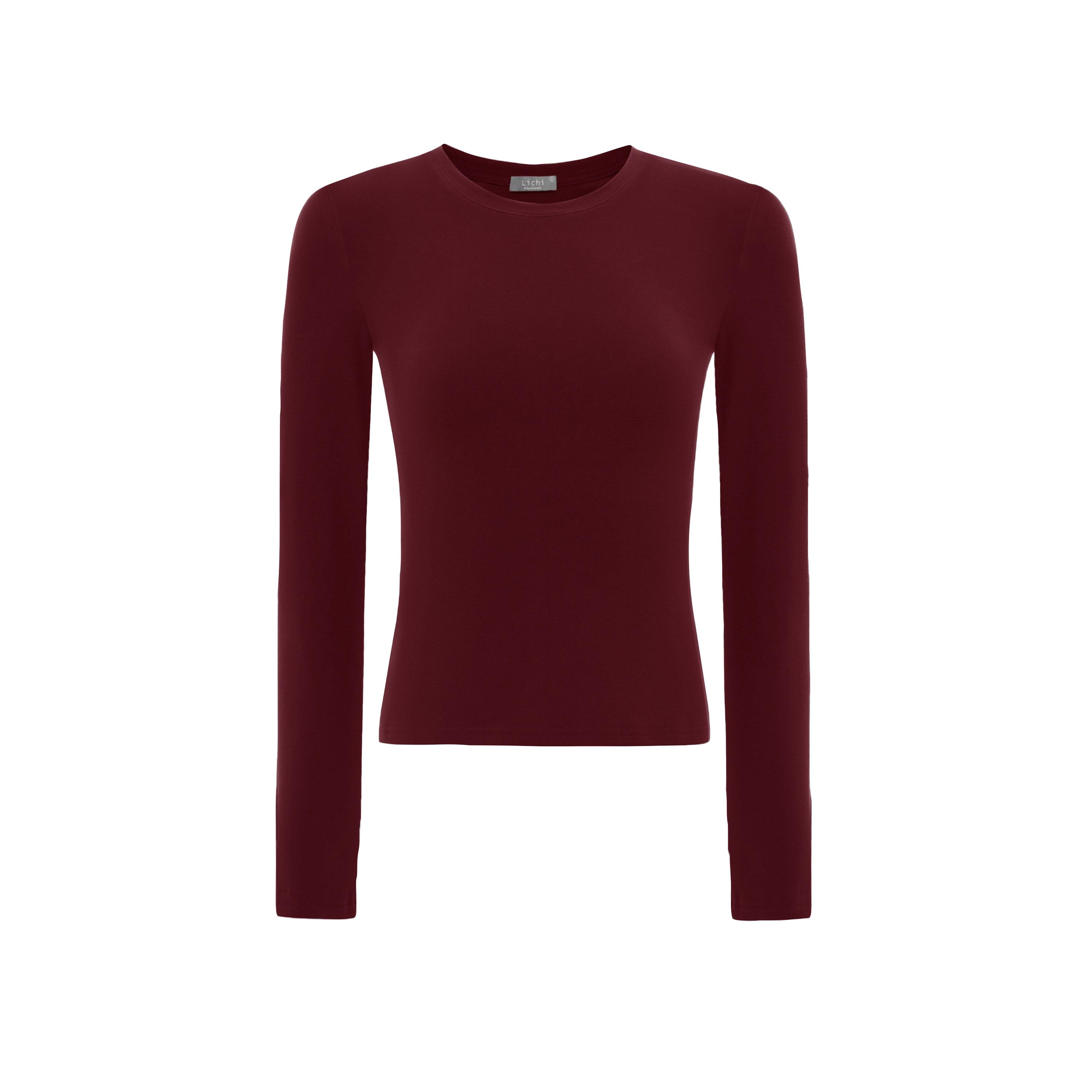 توب ليتشي نسائي من جيرسيه مطاطي بلون مارون-women-clothing-shirtsandblouses-blouses-image-4