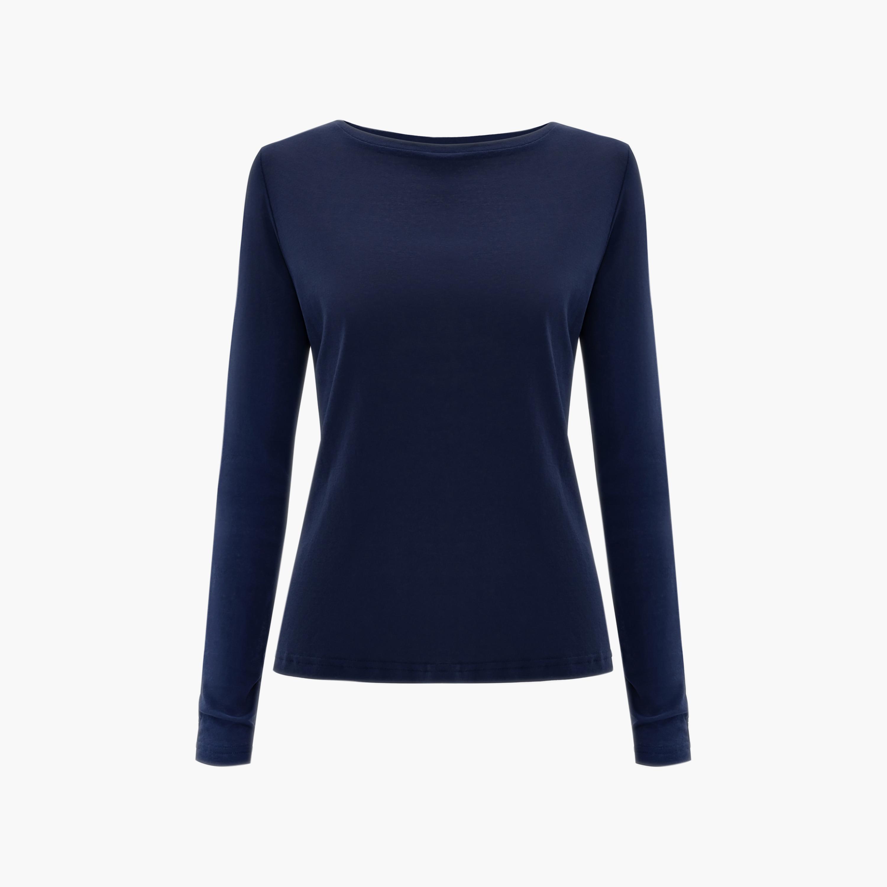 توب قطن أزرق داكن للنساء من ليتشي-women-clothing-shirtsandblouses-blouses-image-5