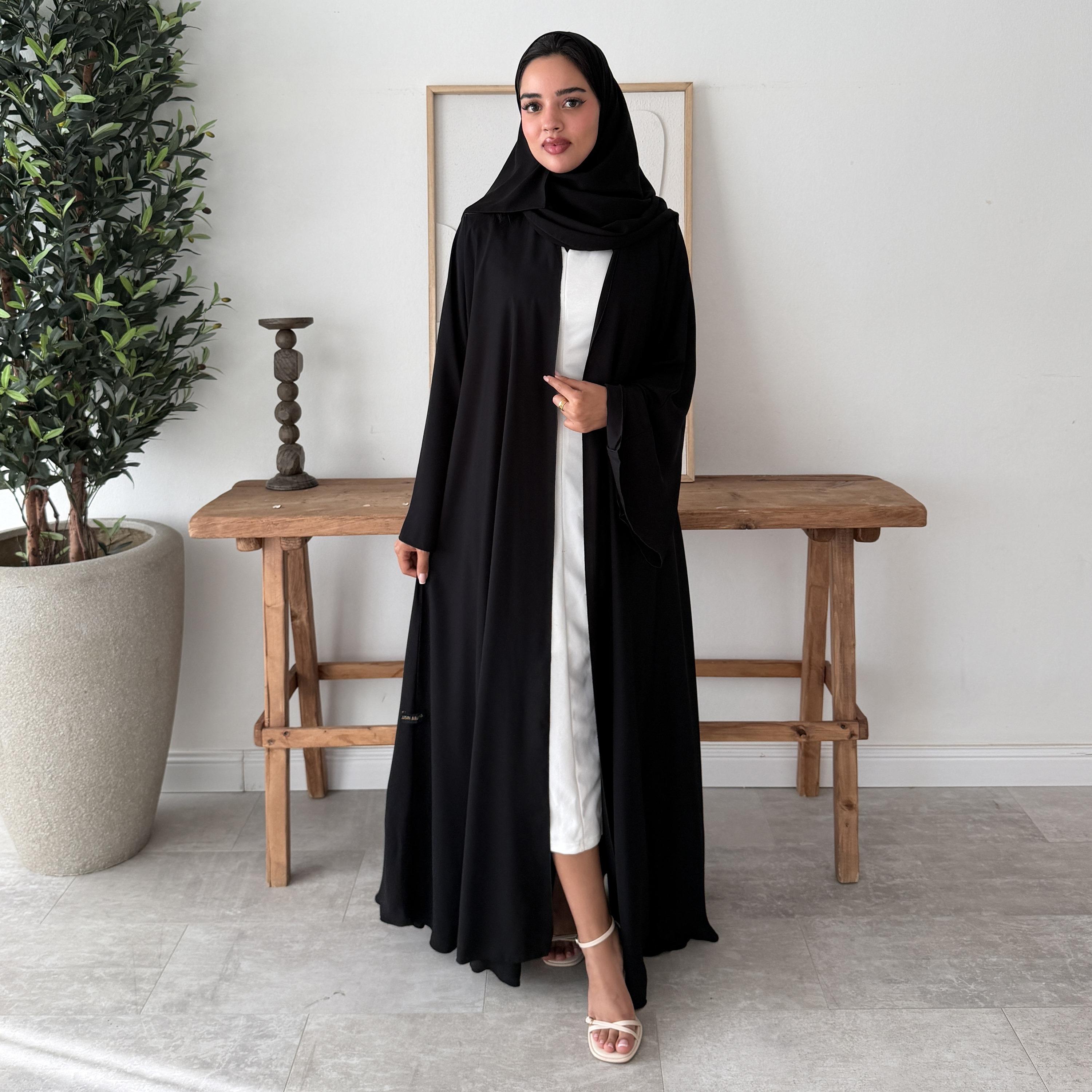 Lusin abaya Black Flared Sleeves Nawaem Plus Women's Abaya with Hijab-women-arabicclothing-abayas-image-7