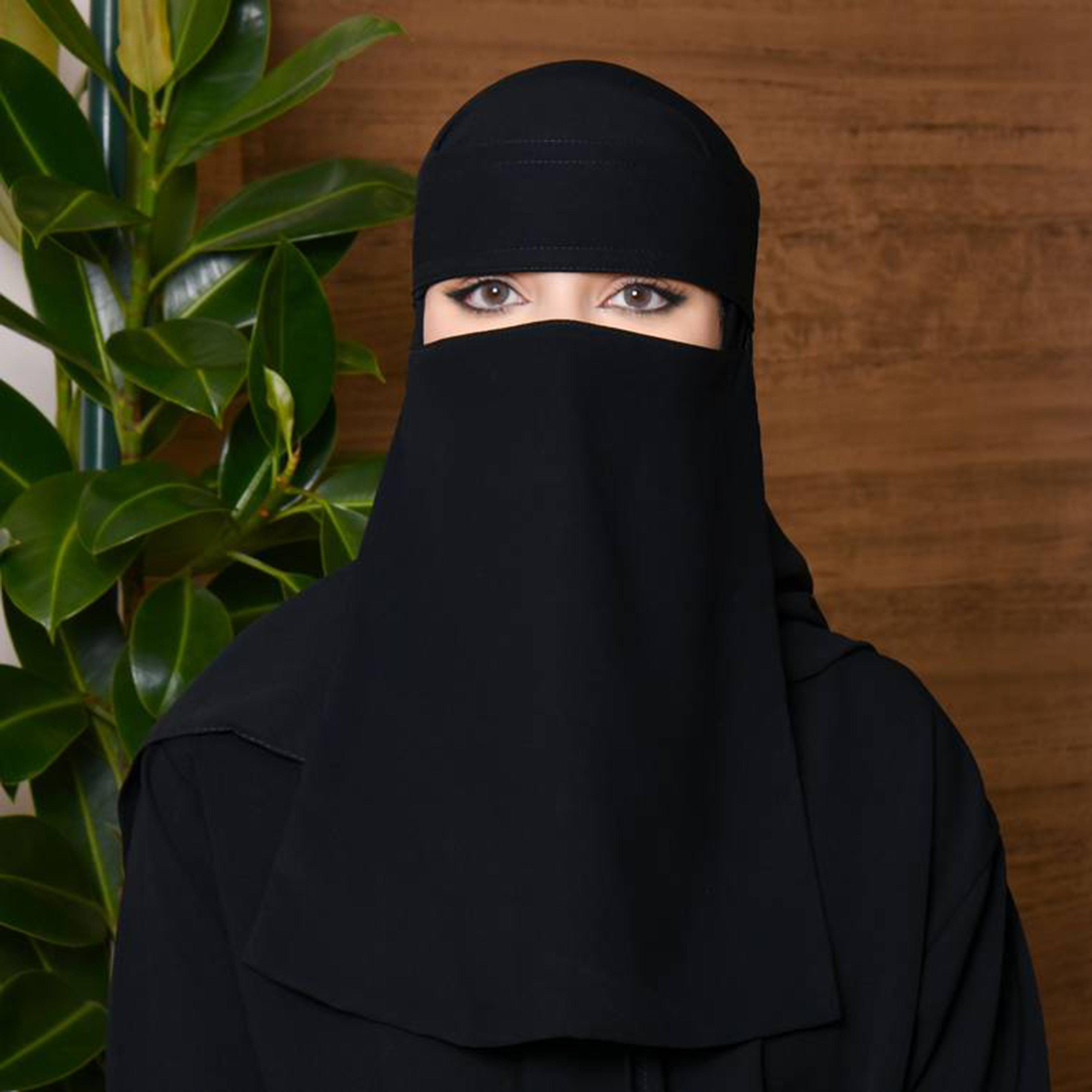 Beyond Abaya Black Silk Women's Niqab with Tie Closure-women-arabicclothing-headscarf-niqab-image-1