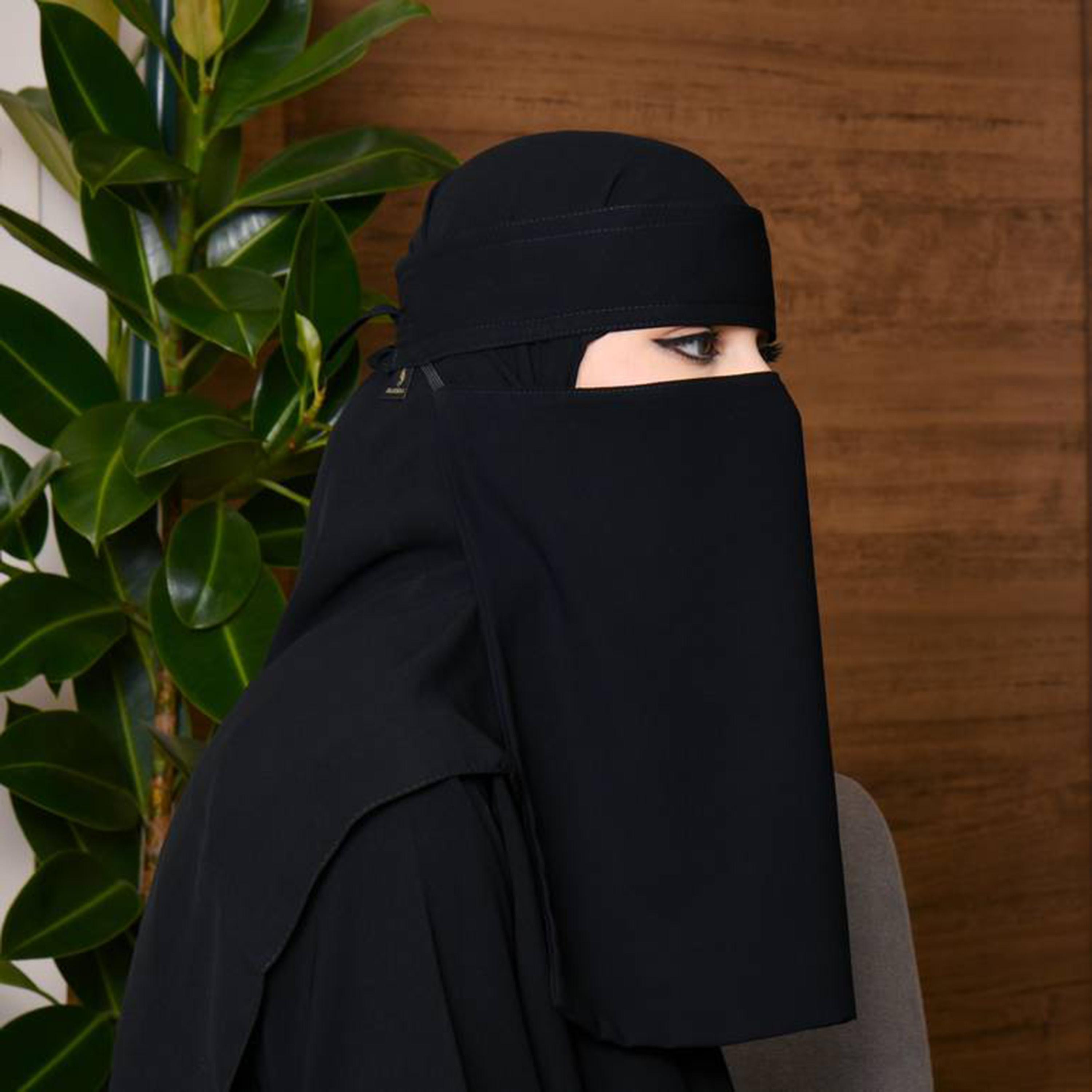 Beyond Abaya Black Silk Women's Niqab with Tie Closure-women-arabicclothing-headscarf-niqab-image-2