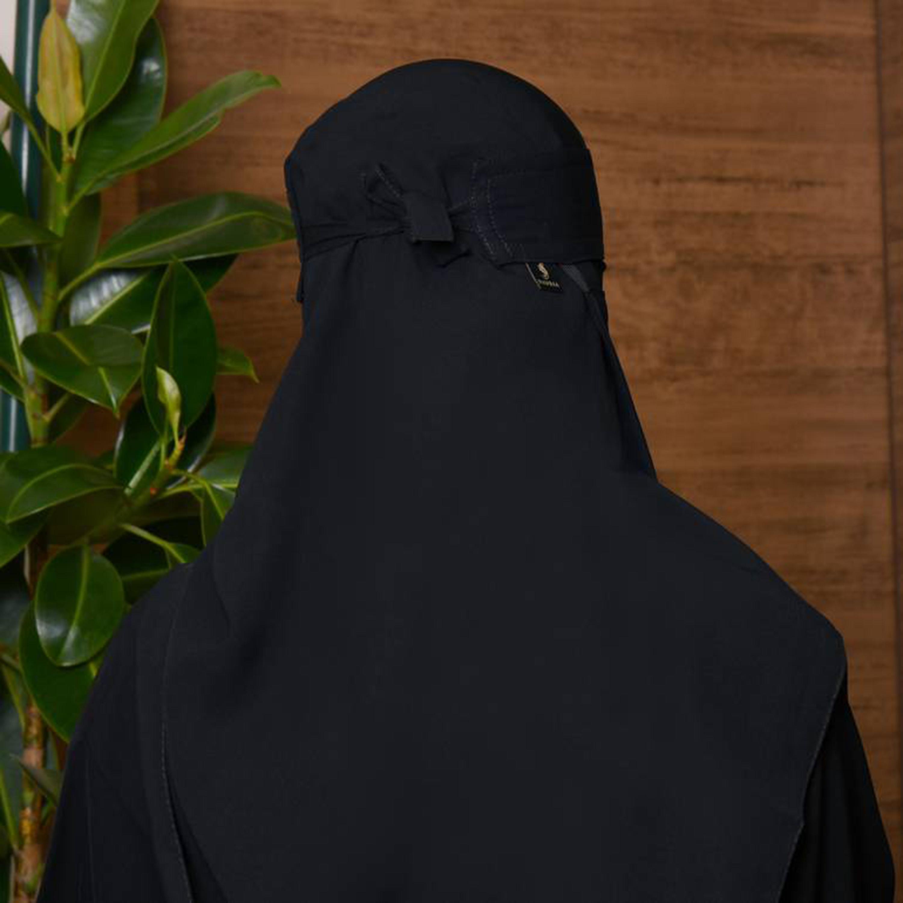 Beyond Abaya Black Silk Women's Niqab with Tie Closure-women-arabicclothing-headscarf-niqab-image-3