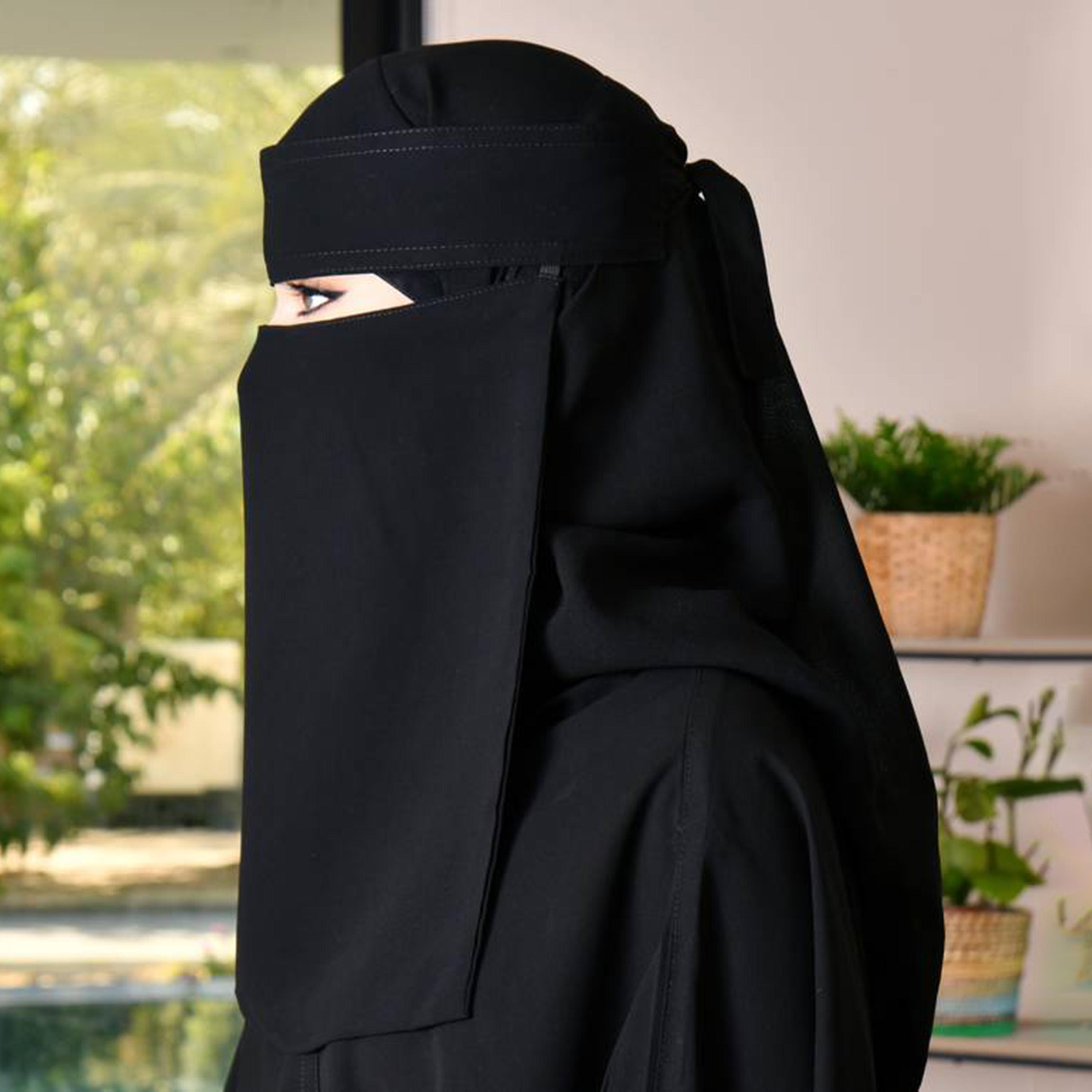 Beyond Abaya Black Silk Women's Niqab with Tie Closure-women-arabicclothing-headscarf-niqab-image-2