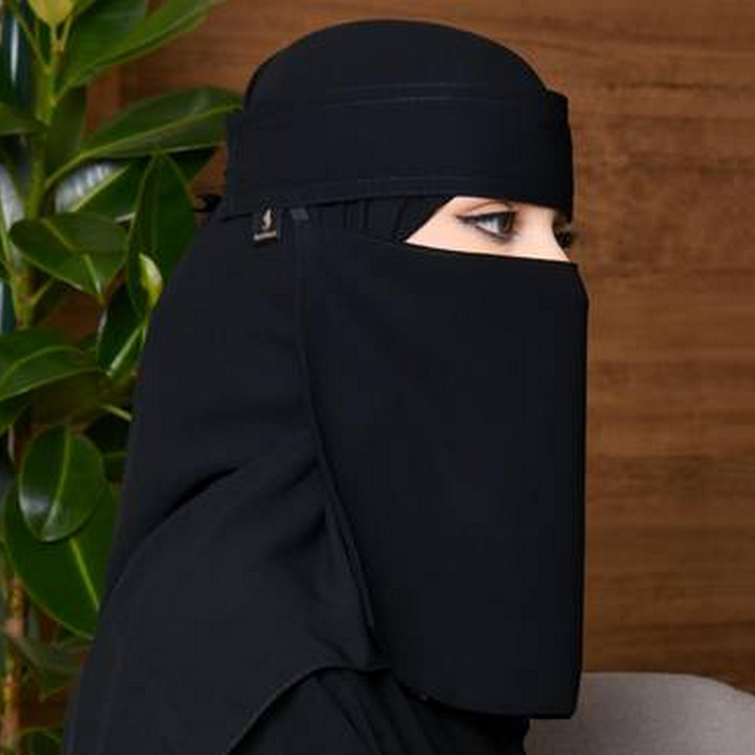 Beyond Abaya Black One Elastic and A Blue Tie Silk Women's Niqab-women-arabicclothing-headscarf-niqab-image-2