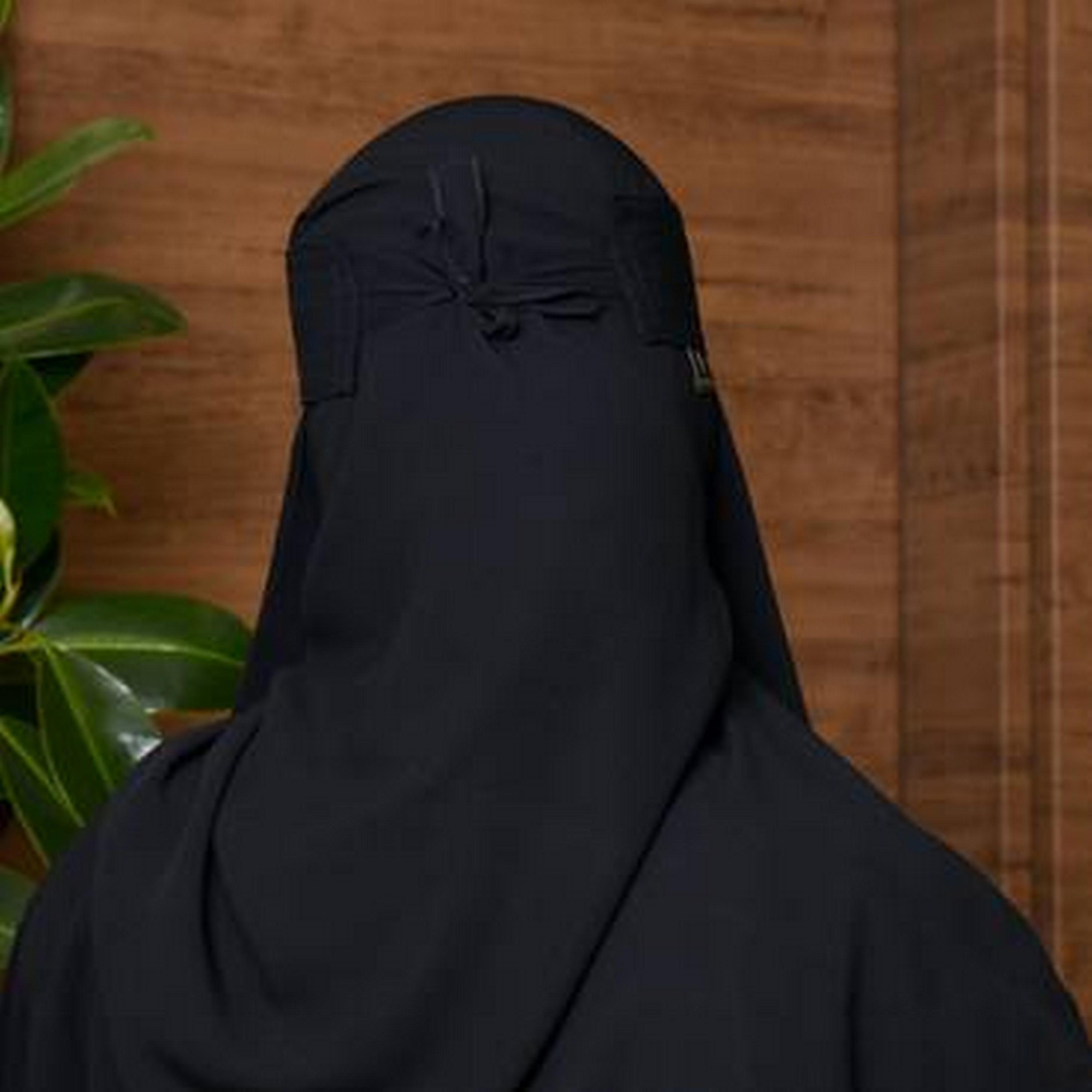 Beyond Abaya Black One Elastic and A Blue Tie Silk Women's Niqab-women-arabicclothing-headscarf-niqab-image-3