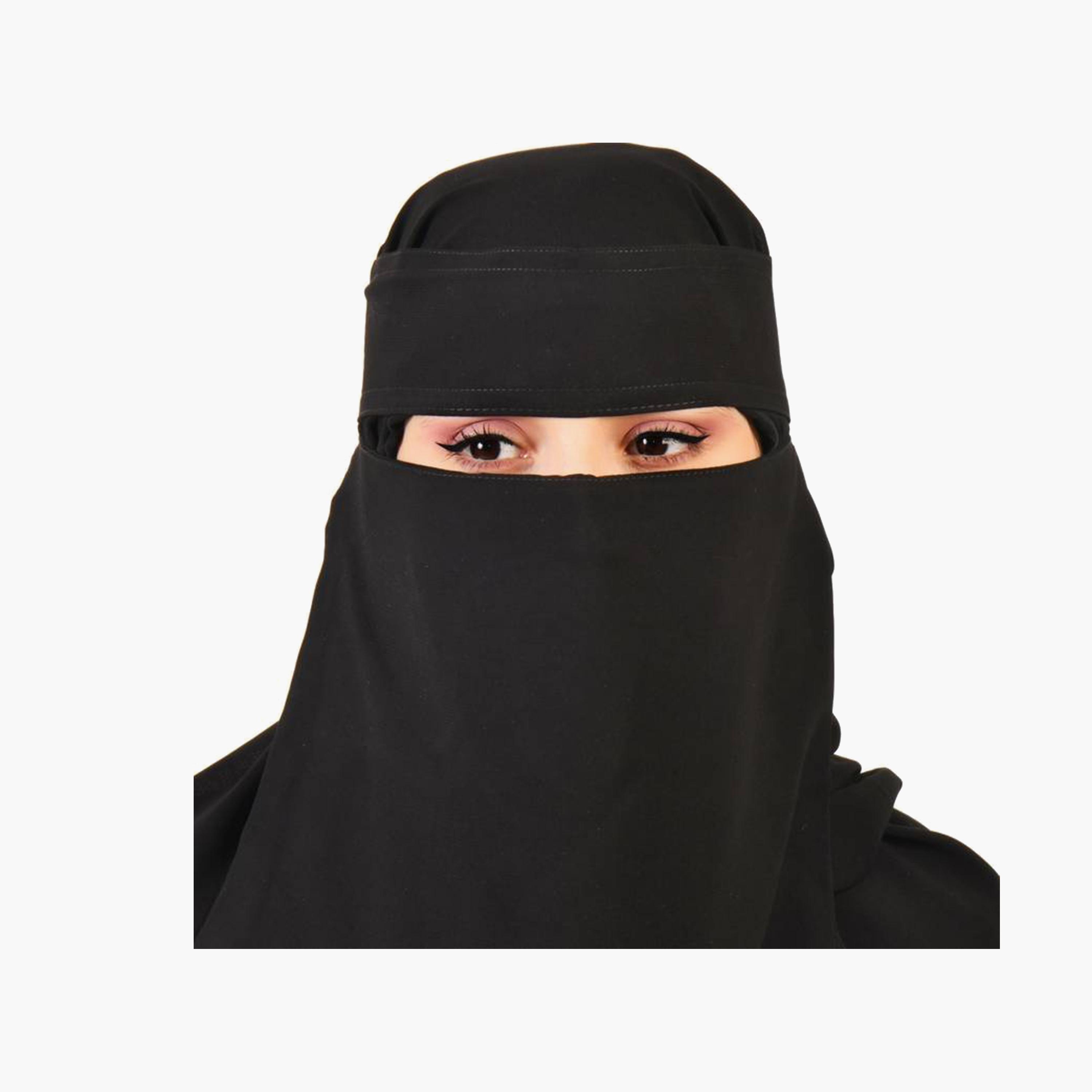 Beyond Abaya Black Silk Women's Niqab with Velcro Closure-women-arabicclothing-headscarf-niqab-image-1