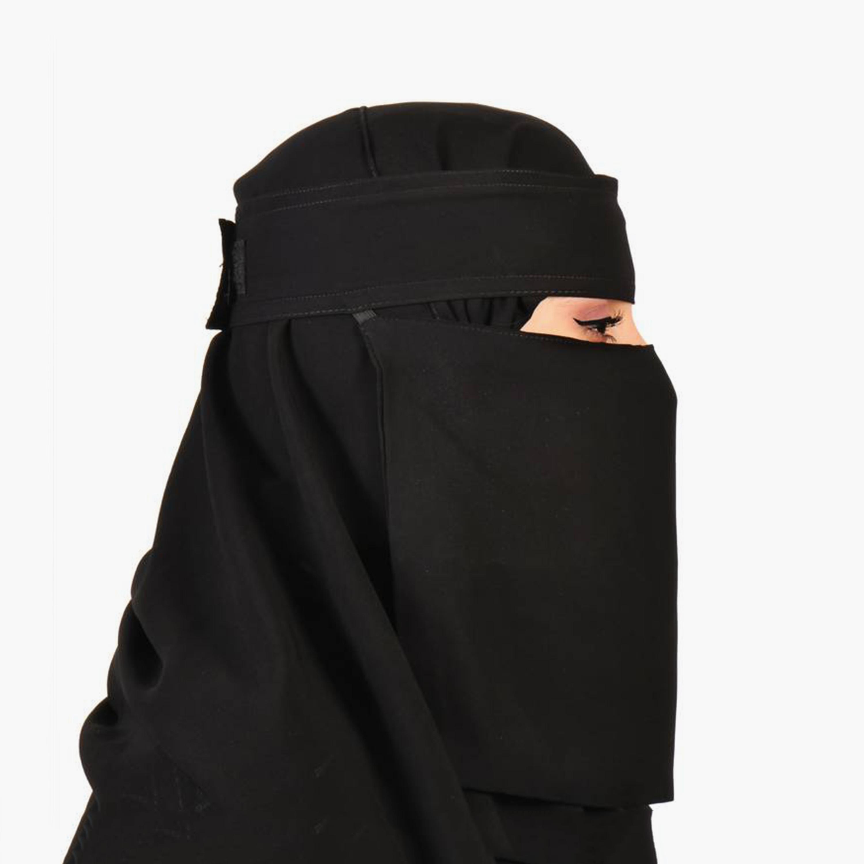 Beyond Abaya Black Silk Women's Niqab with Velcro Closure-women-arabicclothing-headscarf-niqab-image-2