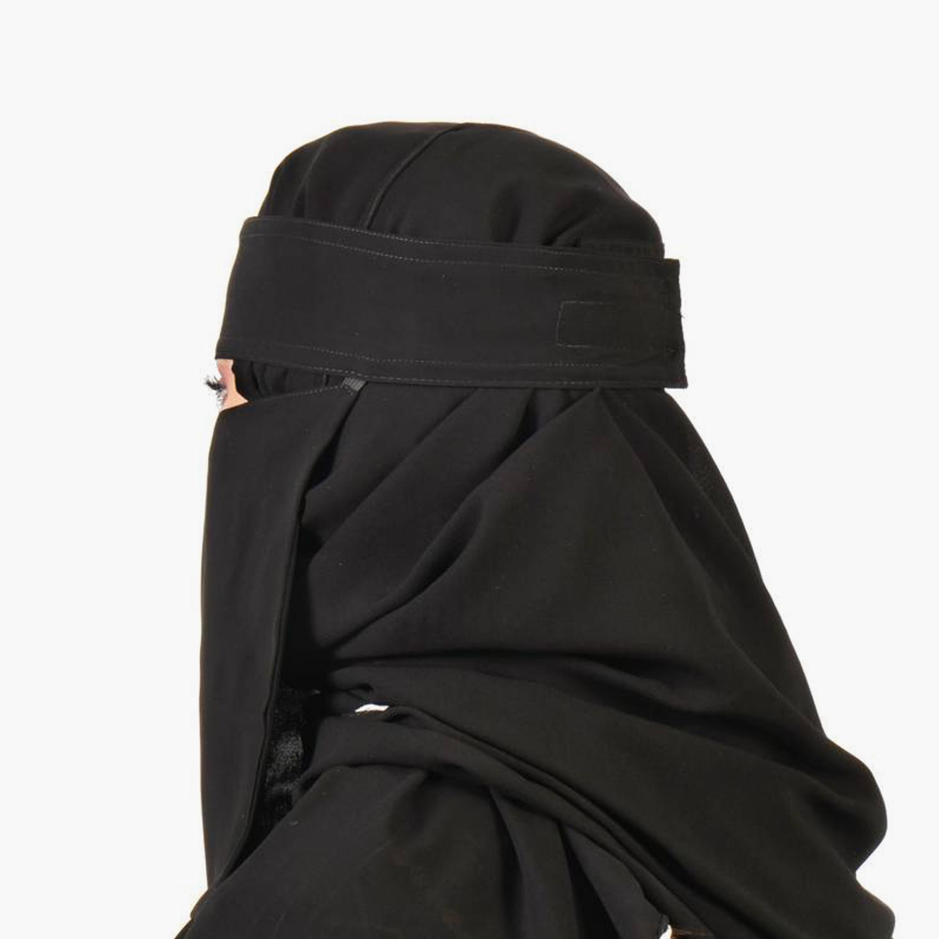 Beyond Abaya Black Silk Women's Niqab with Velcro Closure-women-arabicclothing-headscarf-niqab-image-3
