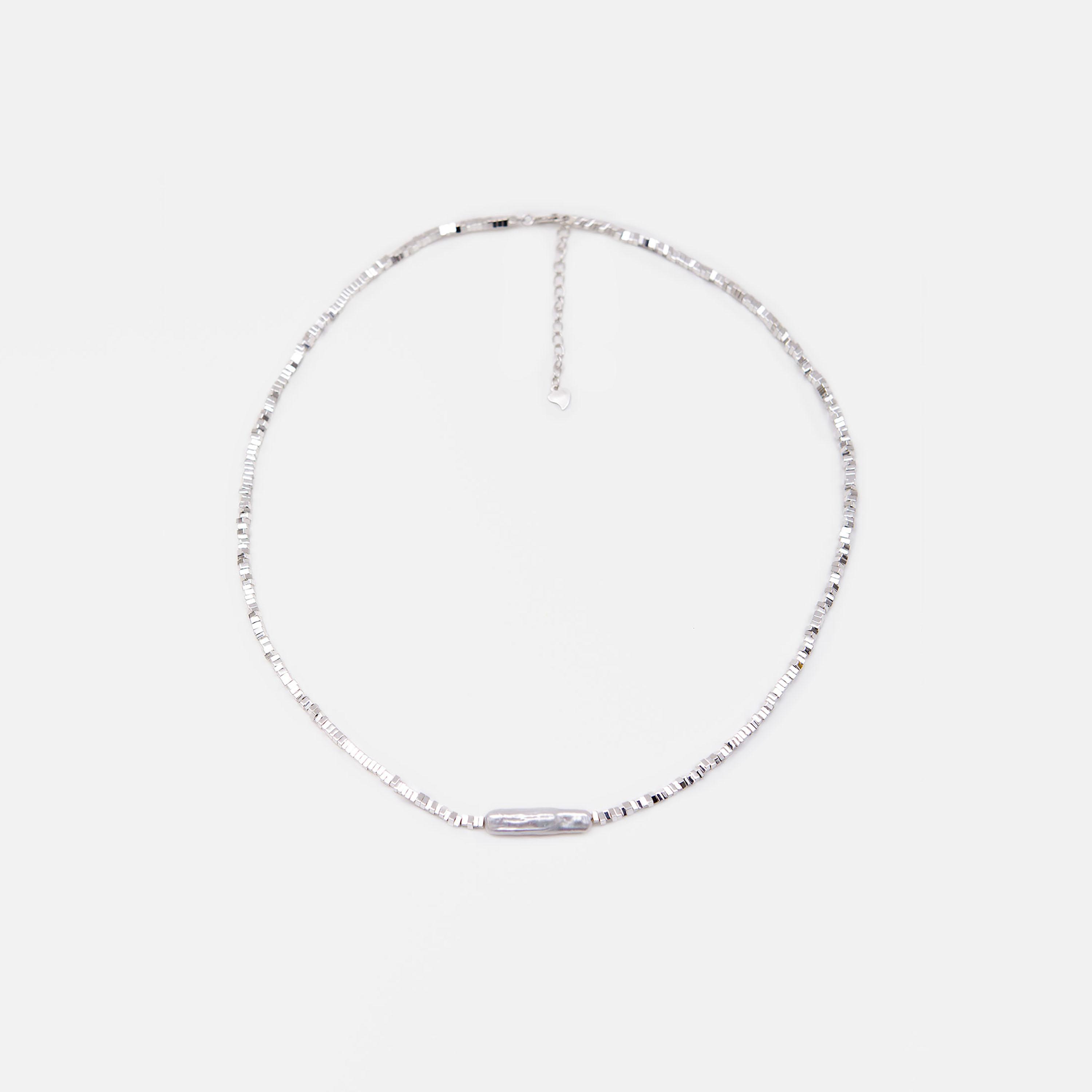 عقد سلسلة ليتشي فضي مرصع بالزركون الاصطناعي للنساء | مقاس موحد | ncl0132-women-watchesandjewellery-jewellery-necklacesandpendants-image-2