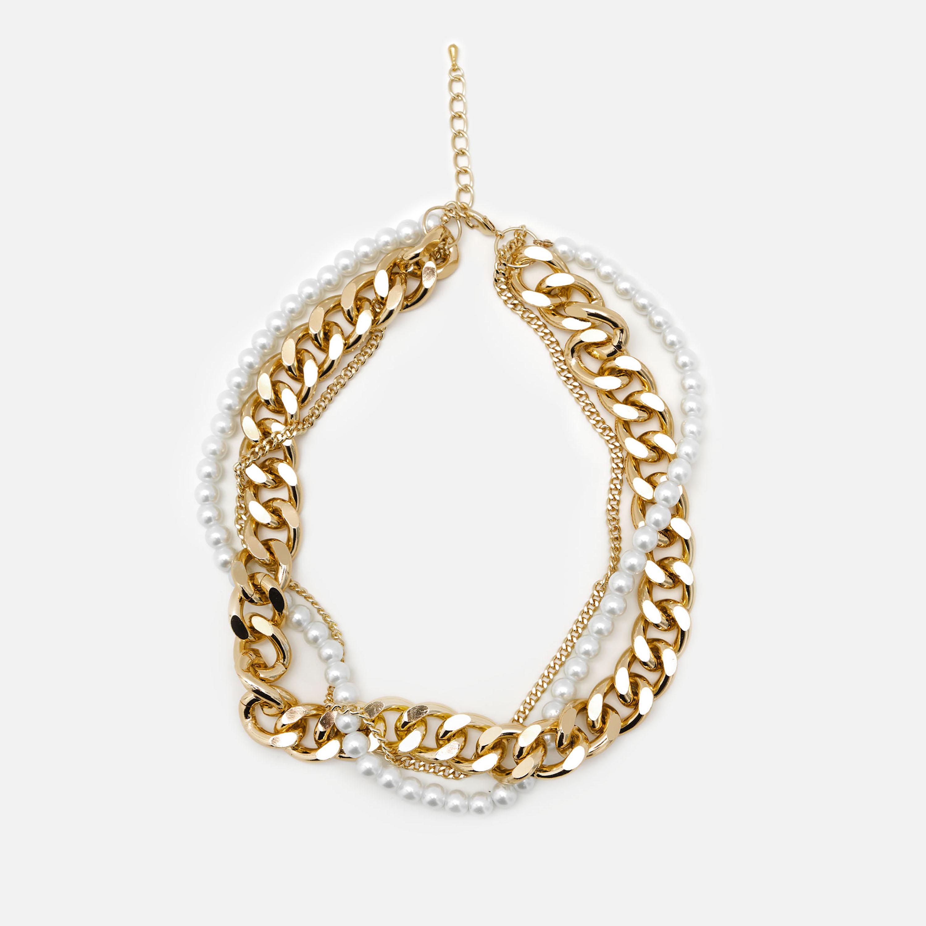 عقد ليتشي ذهبي متعدد الطبقات للنساء من البلاستيك | مقاس موحد | ncl0143-women-watchesandjewellery-jewellery-necklacesandpendants-image-2