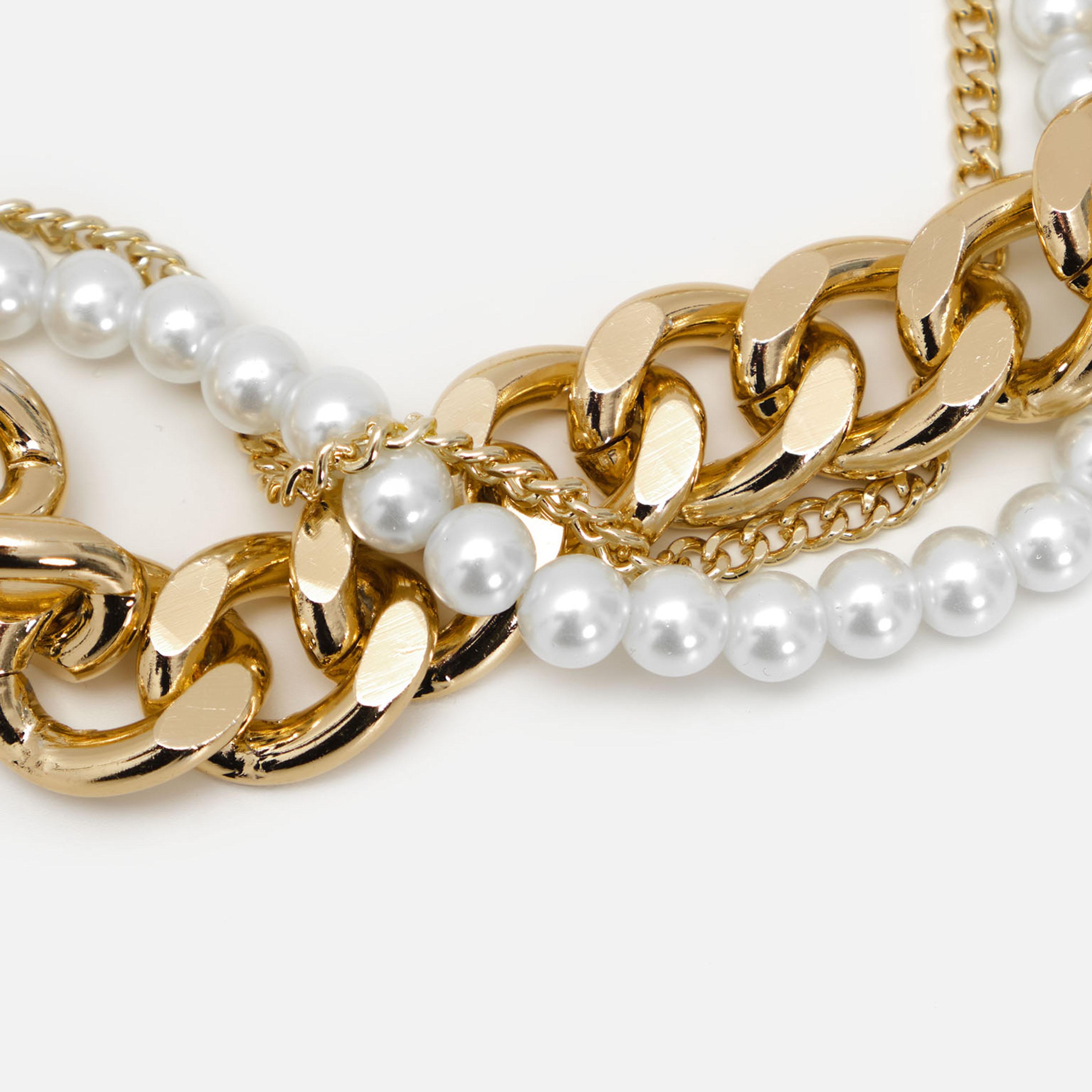 عقد ليتشي ذهبي متعدد الطبقات للنساء من البلاستيك | مقاس موحد | ncl0143-women-watchesandjewellery-jewellery-necklacesandpendants-image-3