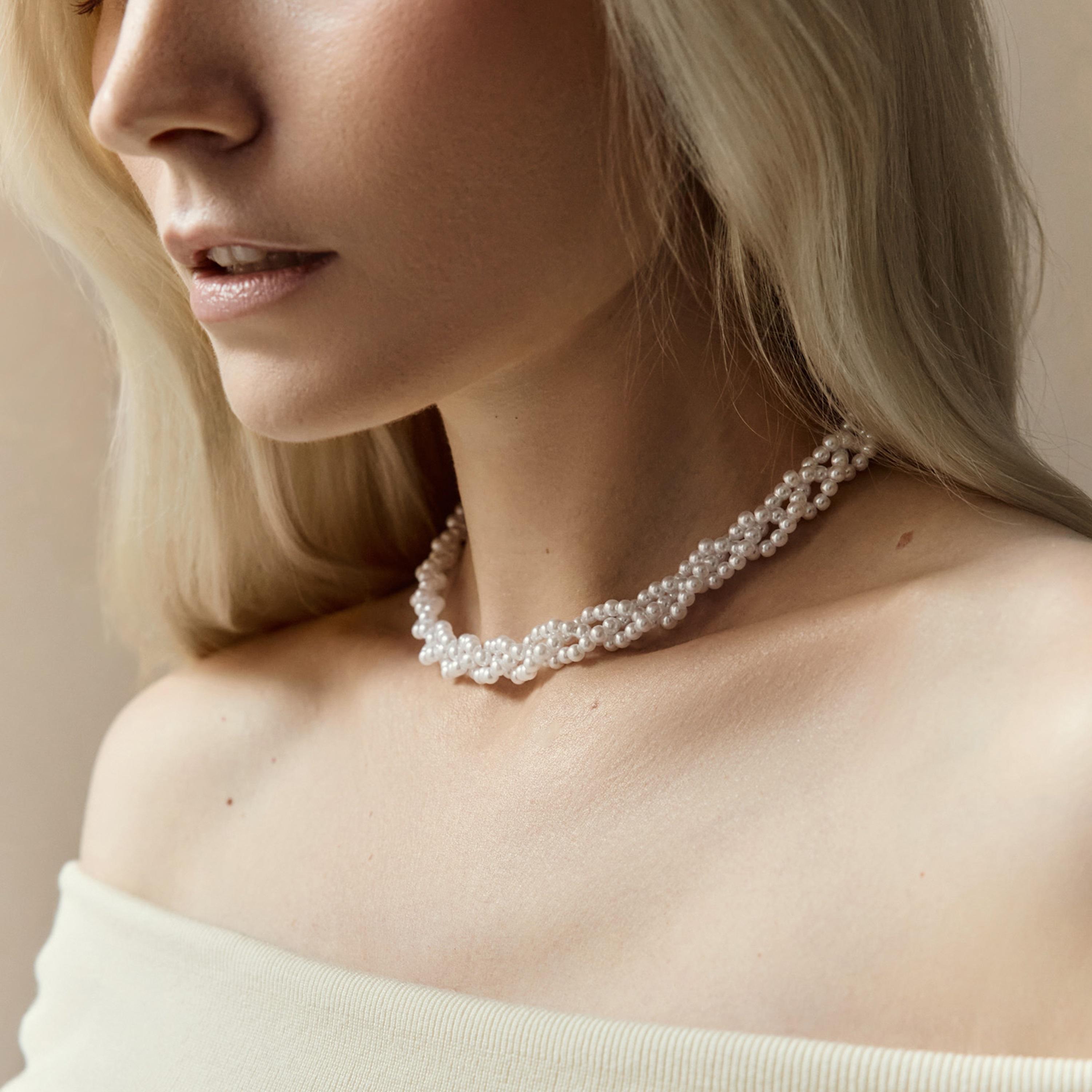 عقد تشوكر ليتشي أبيض بلؤلؤ اصطناعي للنساء | مقاس موحد | ncl0203-women-watchesandjewellery-jewellery-necklacesandpendants-image-4