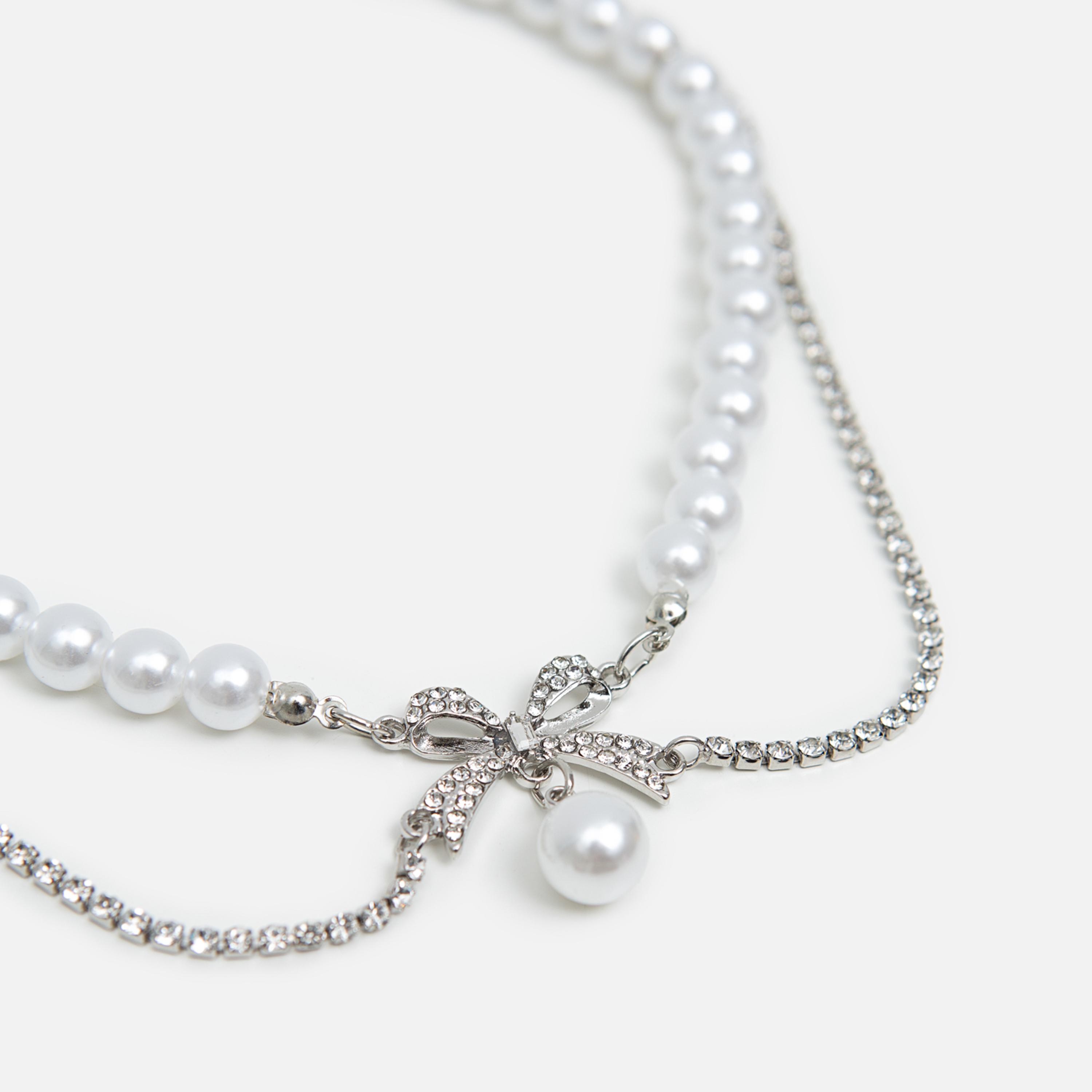 عقد ليتشي أبيض متعدد الطبقات بلؤلؤ اصطناعي للنساء | مقاس موحد | ncl0210-women-watchesandjewellery-jewellery-necklacesandpendants-image-3