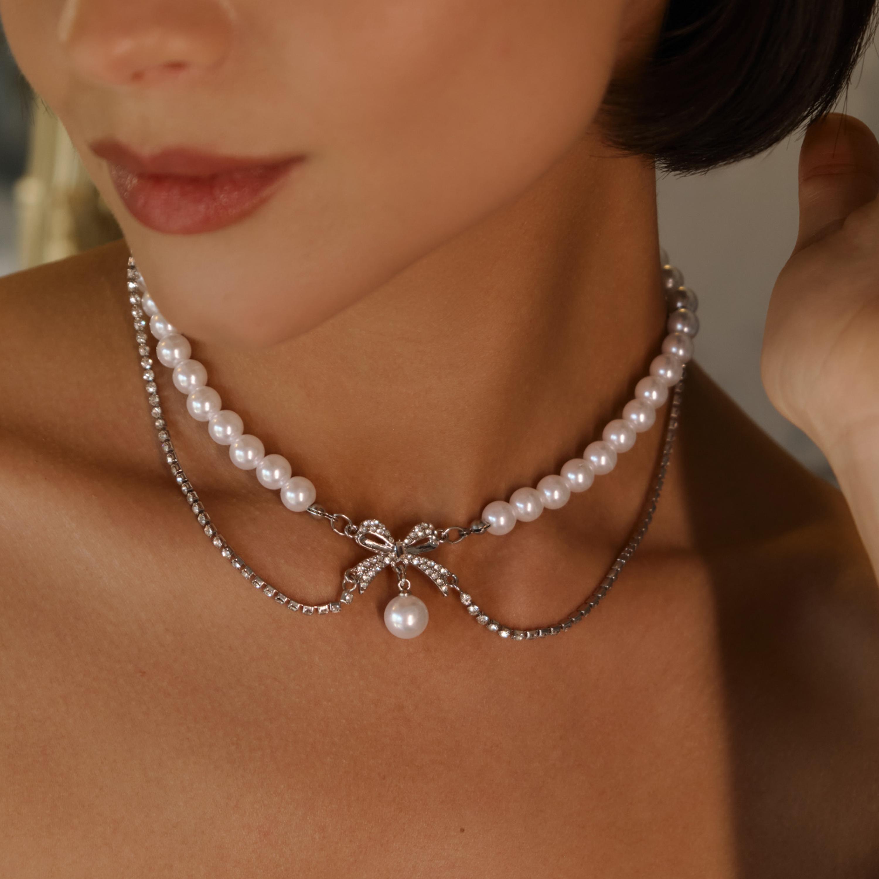 عقد ليتشي أبيض متعدد الطبقات بلؤلؤ اصطناعي للنساء | مقاس موحد | ncl0210-women-watchesandjewellery-jewellery-necklacesandpendants-image-4
