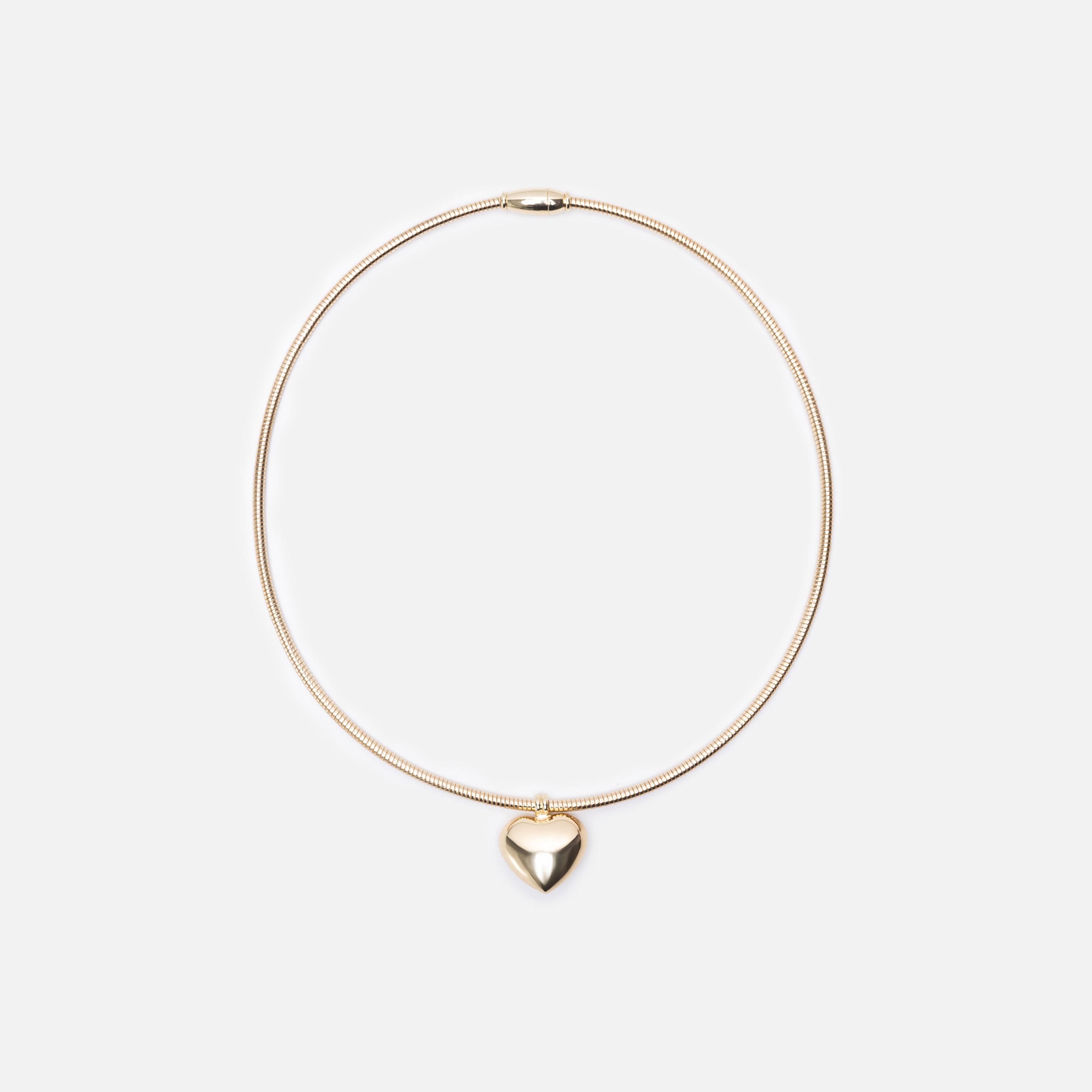 عقد تشوكر ليتشي ذهبي على شكل قلب للنساء من سبيكة الزنك | مقاس موحد | ncl0212-women-watchesandjewellery-jewellery-necklacesandpendants-image-2