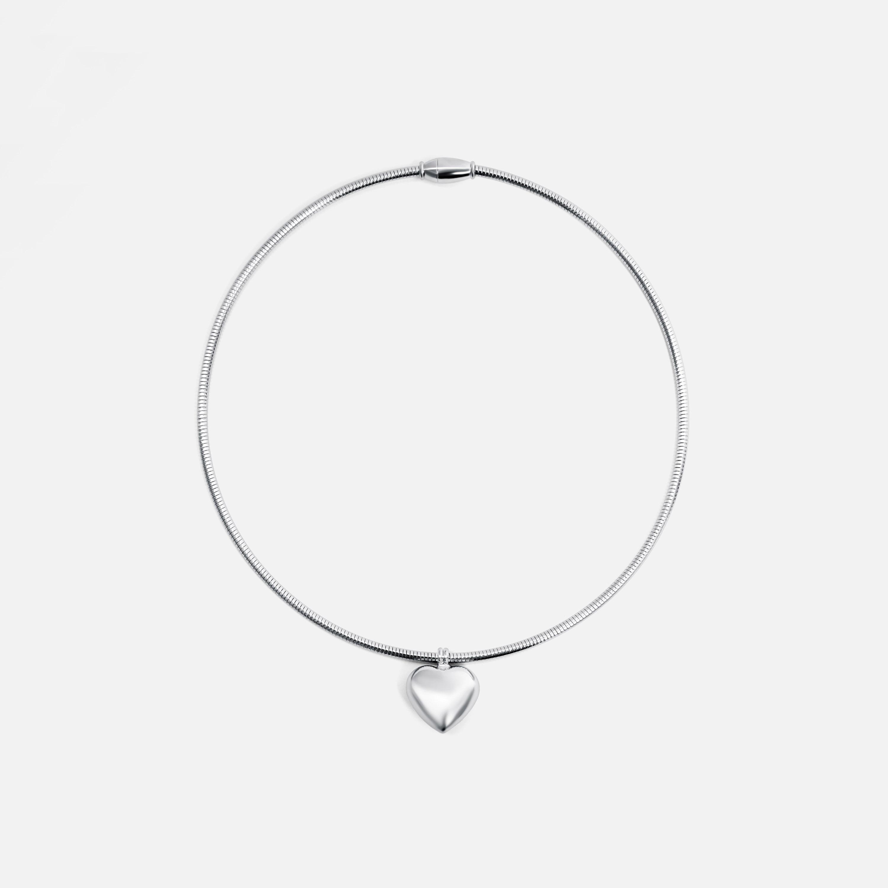 عقد تشوكر ليتشي فضي على شكل قلب للنساء من سبيكة الزنك | مقاس موحد | ncl0214-women-watchesandjewellery-jewellery-necklacesandpendants-image-1