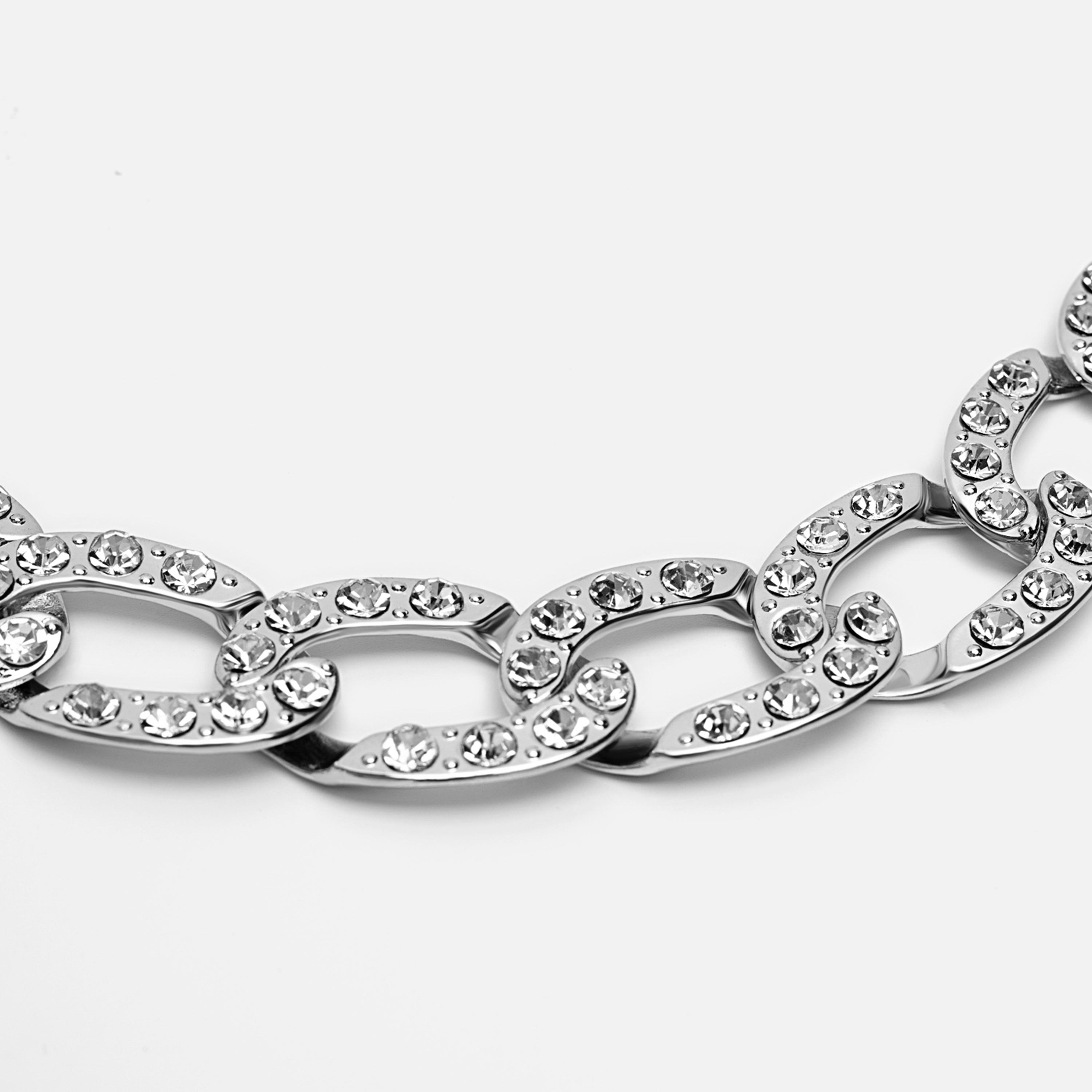عقد سلسلة ليتشي فضي بتصميم ضخم من سبيكة الزنك | مقاس موحد | ncl0223-women-watchesandjewellery-jewellery-necklacesandpendants-image-3