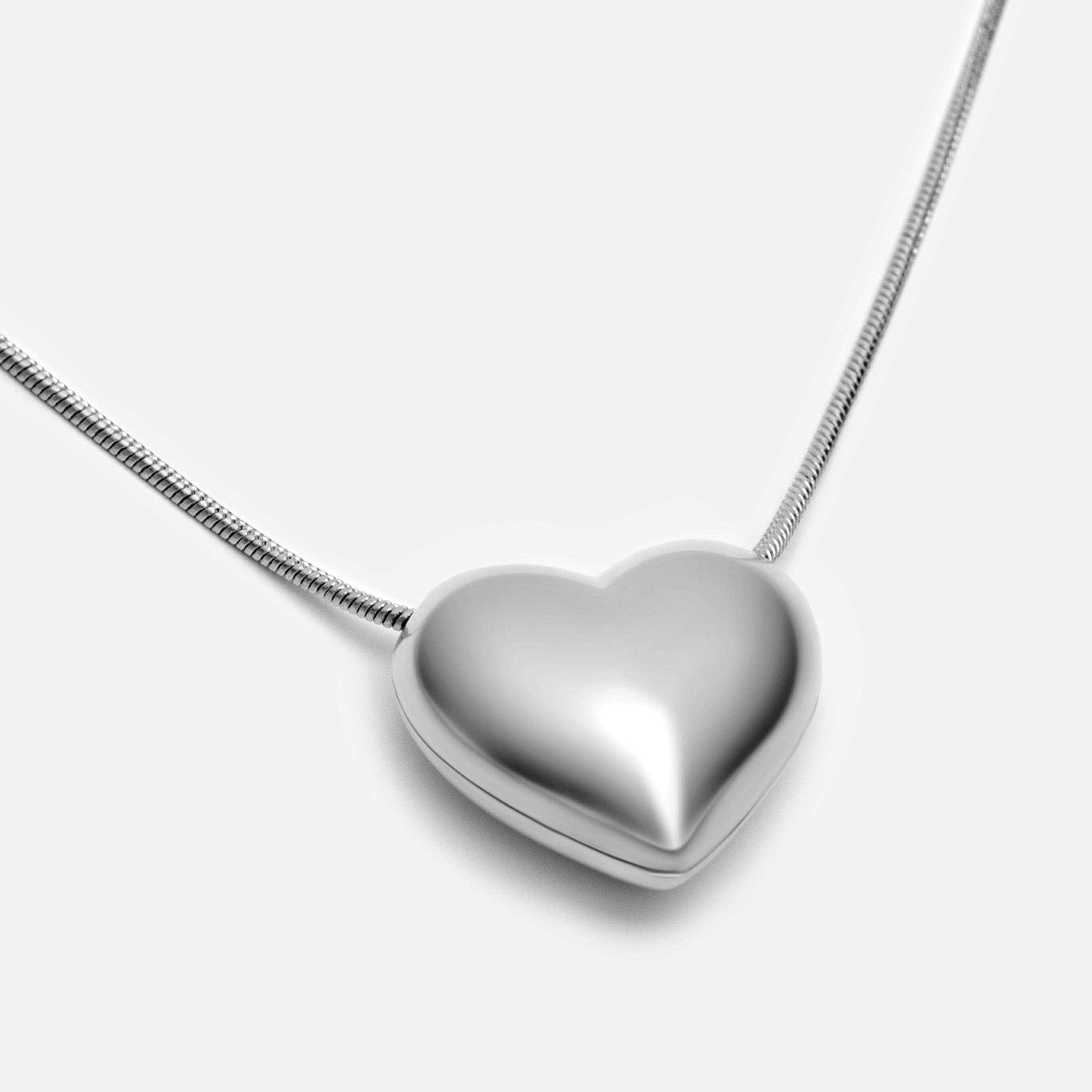 عقد بقلادة ليتشي فضي على شكل قلب للنساء من النحاس | مقاس موحد | ncl0229-women-watchesandjewellery-jewellery-necklacesandpendants-image-3