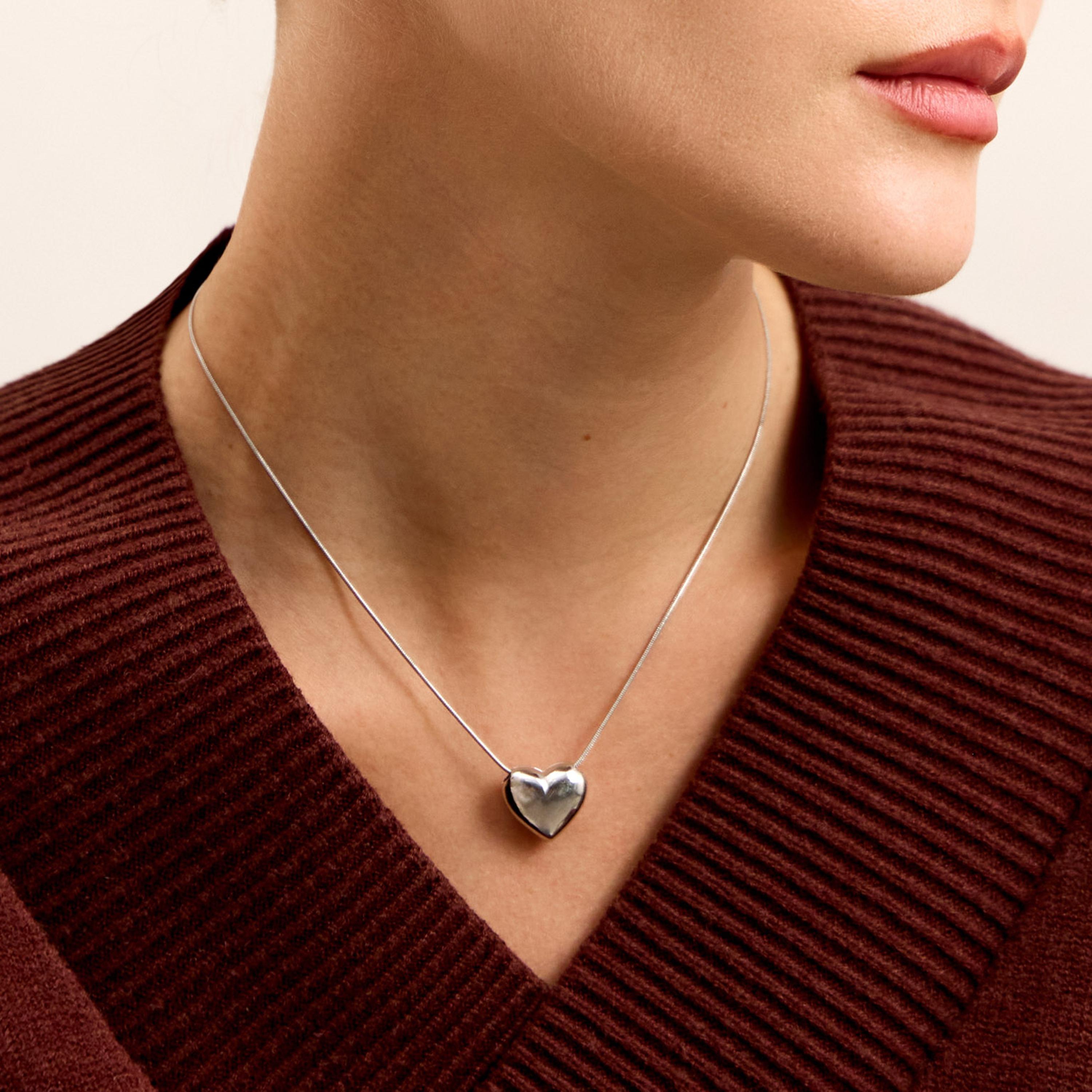 عقد بقلادة ليتشي فضي على شكل قلب للنساء من النحاس | مقاس موحد | ncl0229-women-watchesandjewellery-jewellery-necklacesandpendants-image-4