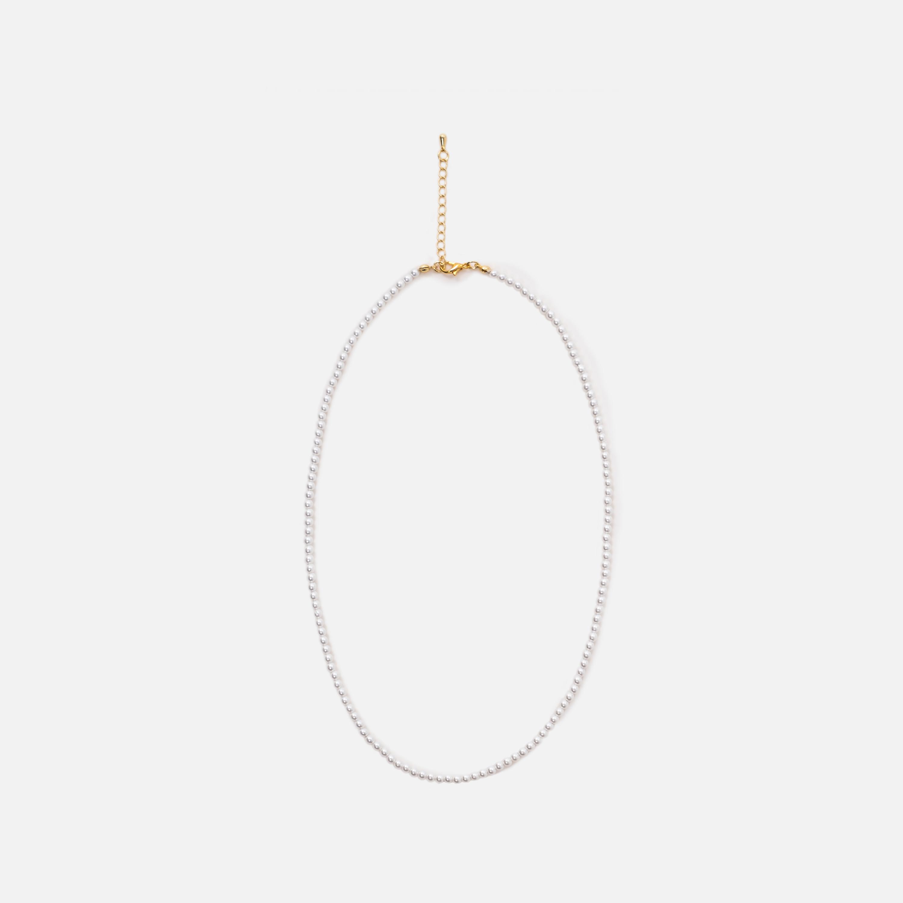 عقد تشوكر ليتشي أبيض بخرز ولؤلؤ اصطناعي للنساء | مقاس موحد | ncl0231-women-watchesandjewellery-jewellery-necklacesandpendants-image-2