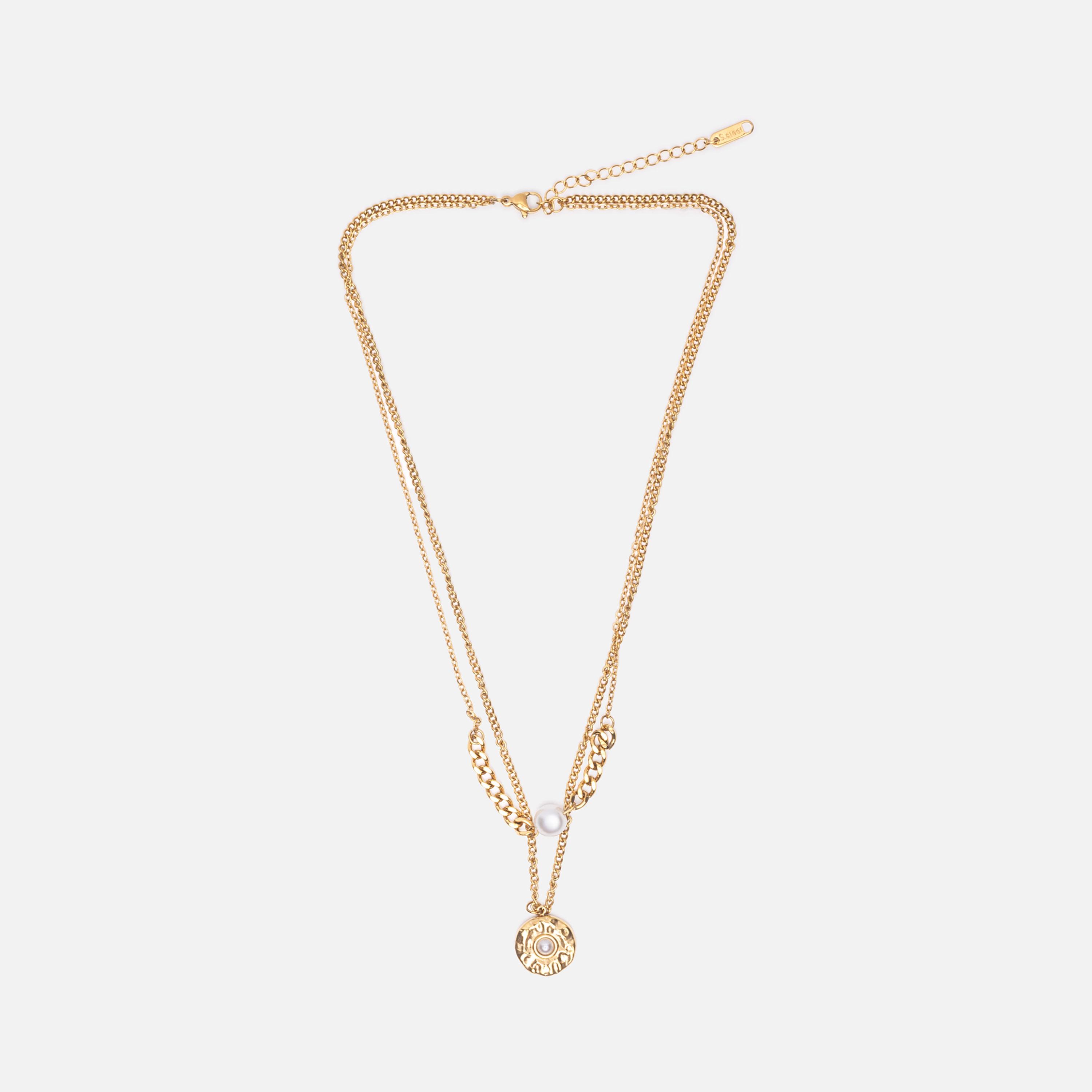 عقد ليتشي ذهبي متعدد الطبقات للنساء من الستانلس ستيل | مقاس موحد | ncl0242-women-watchesandjewellery-jewellery-necklacesandpendants-image-2