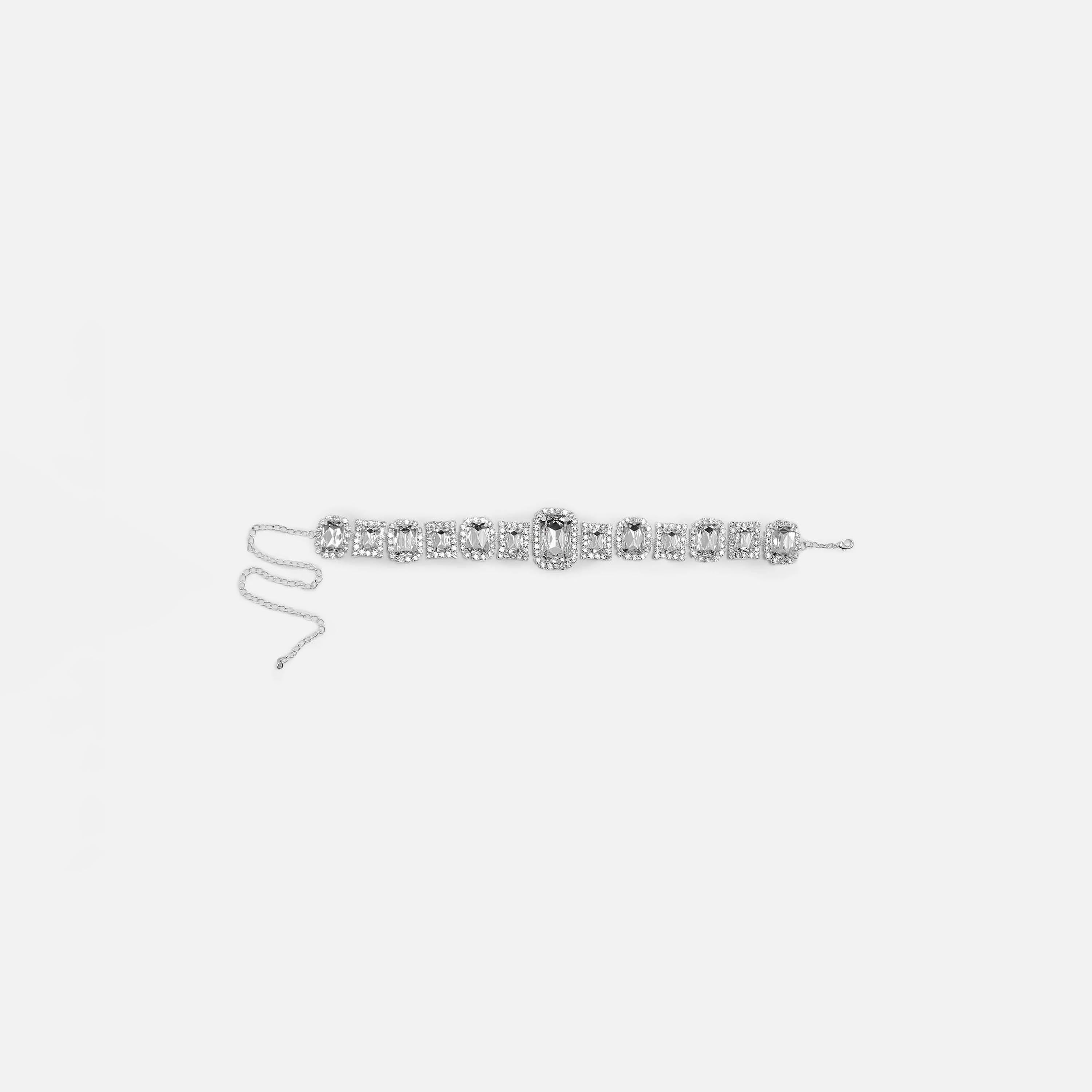 عقد تشوكر ليتشي فضي ببلورات للنساء من سبيكة النحاس | مقاس موحد | ncl0253-women-watchesandjewellery-jewellery-necklacesandpendants-image-3