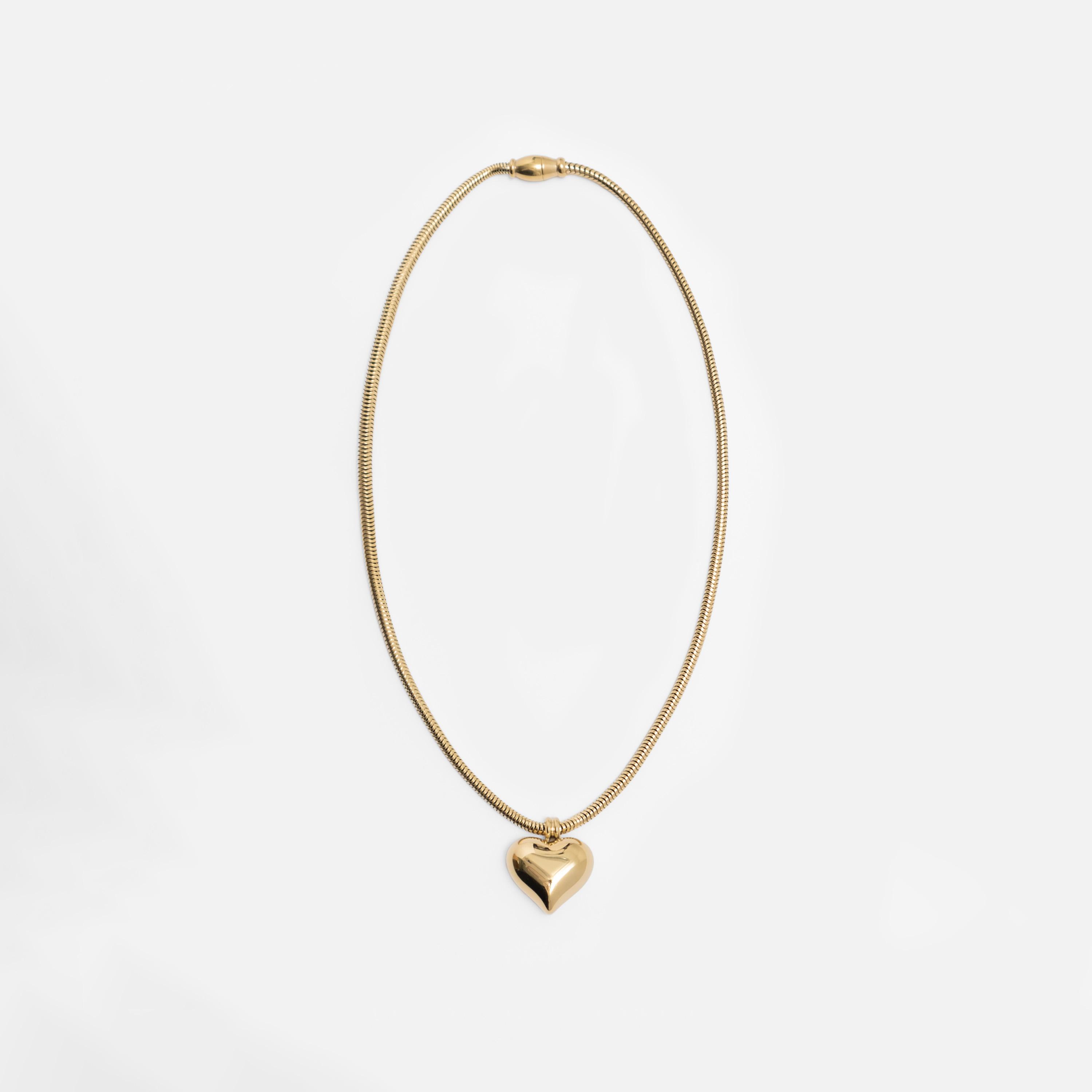 عقد بقلادة ليتشي ذهبي على شكل قلب من الستانلس ستيل | مقاس موحد | ncl0256-women-watchesandjewellery-jewellery-necklacesandpendants-image-2