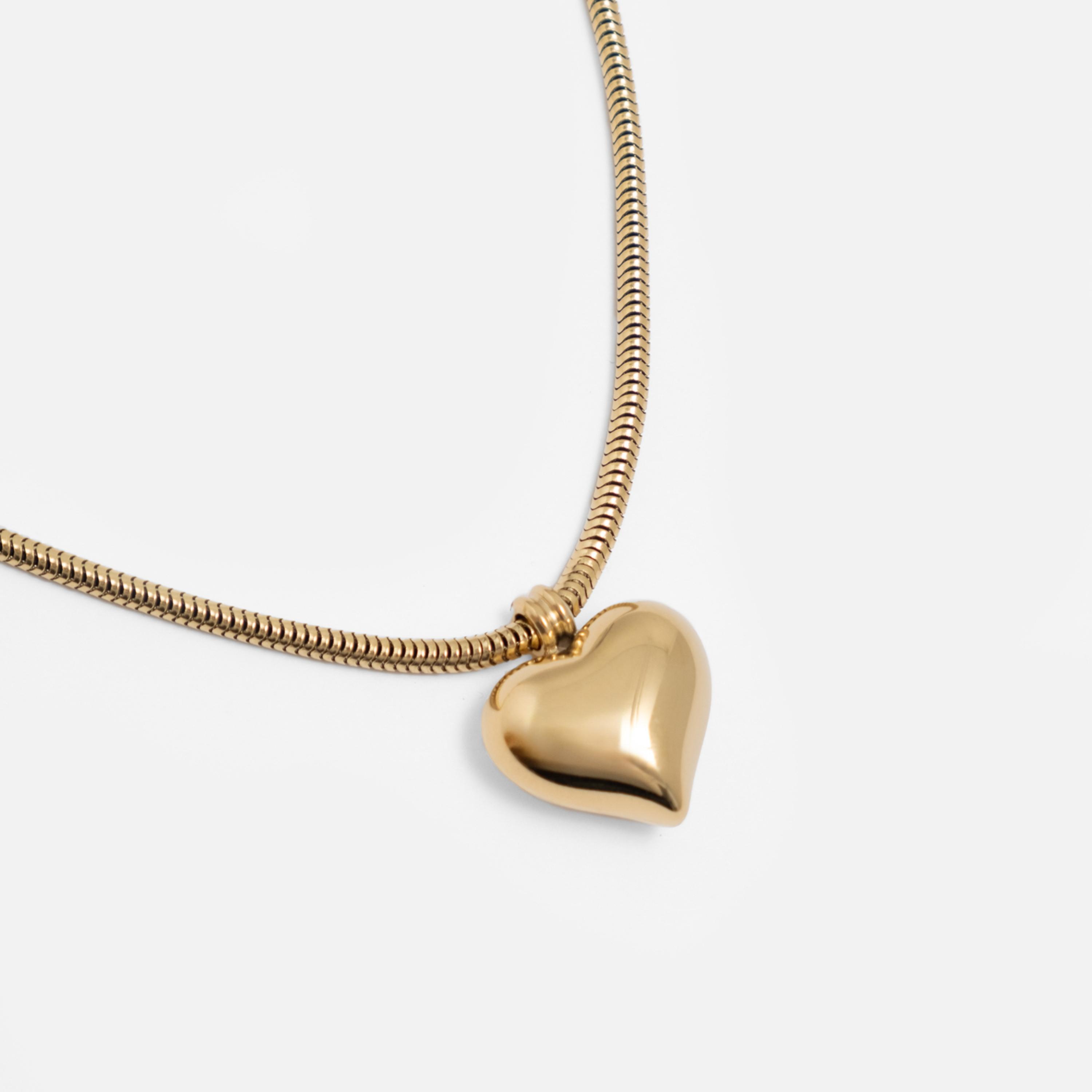 عقد بقلادة ليتشي ذهبي على شكل قلب من الستانلس ستيل | مقاس موحد | ncl0256-women-watchesandjewellery-jewellery-necklacesandpendants-image-3