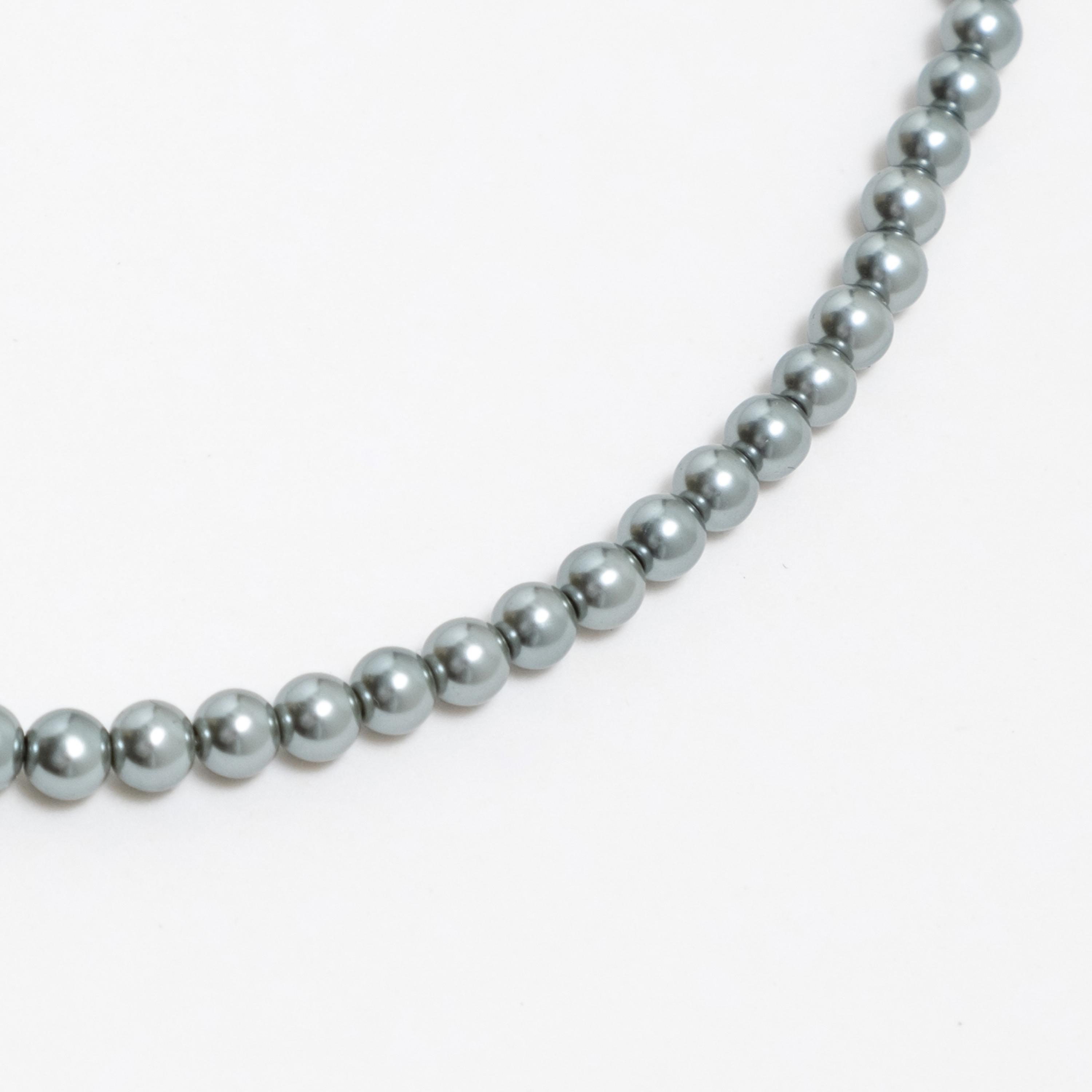 عقد سلسلة ليتشي رمادي بخرز من الستانلس ستيل | مقاس موحد | ncl0263-women-watchesandjewellery-jewellery-necklacesandpendants-image-3
