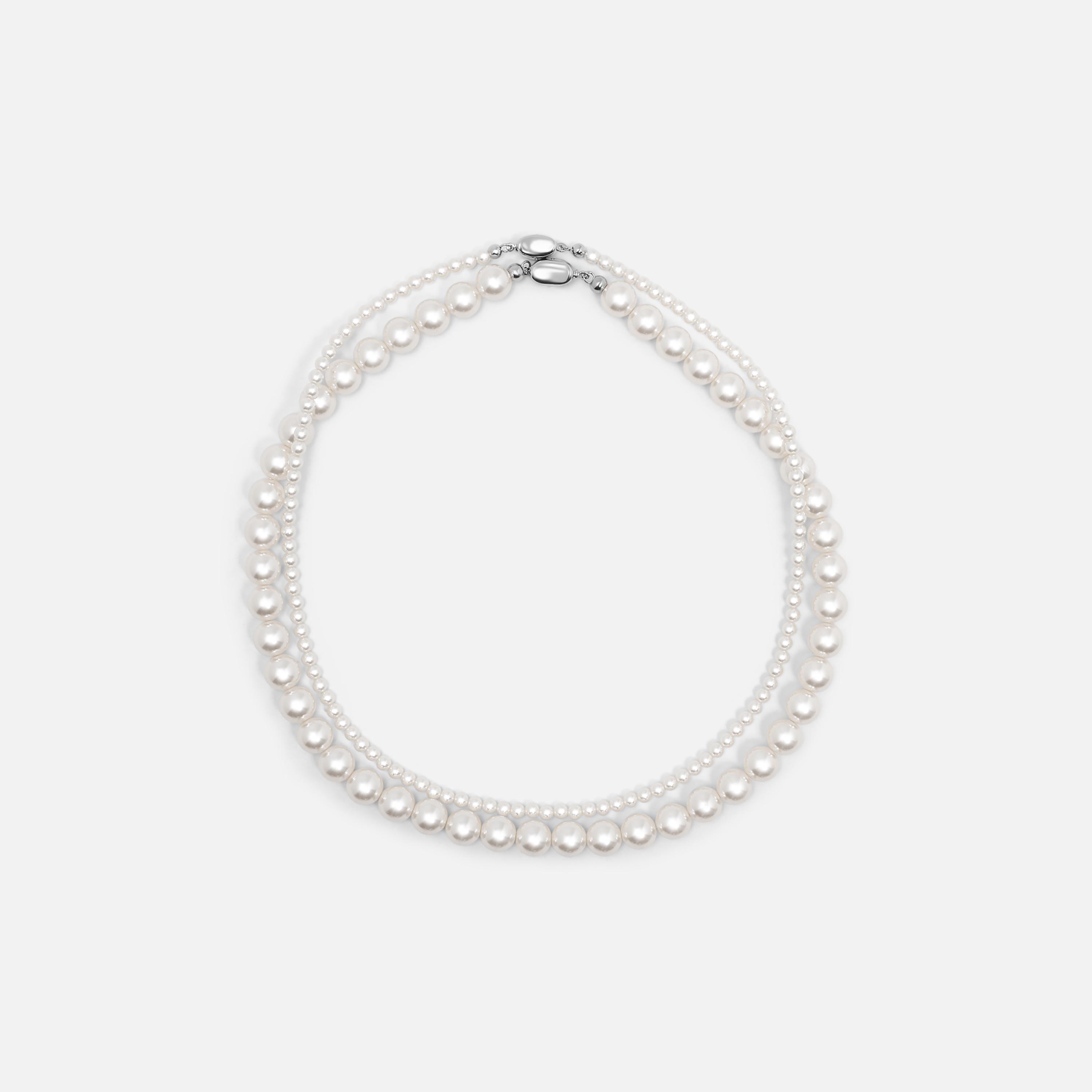 عقد لؤلؤ كريمي ليتشي متعدد الطبقات من سبيكة النحاس | مقاس موحد | ncl0271-women-watchesandjewellery-jewellery-necklacesandpendants-image-2