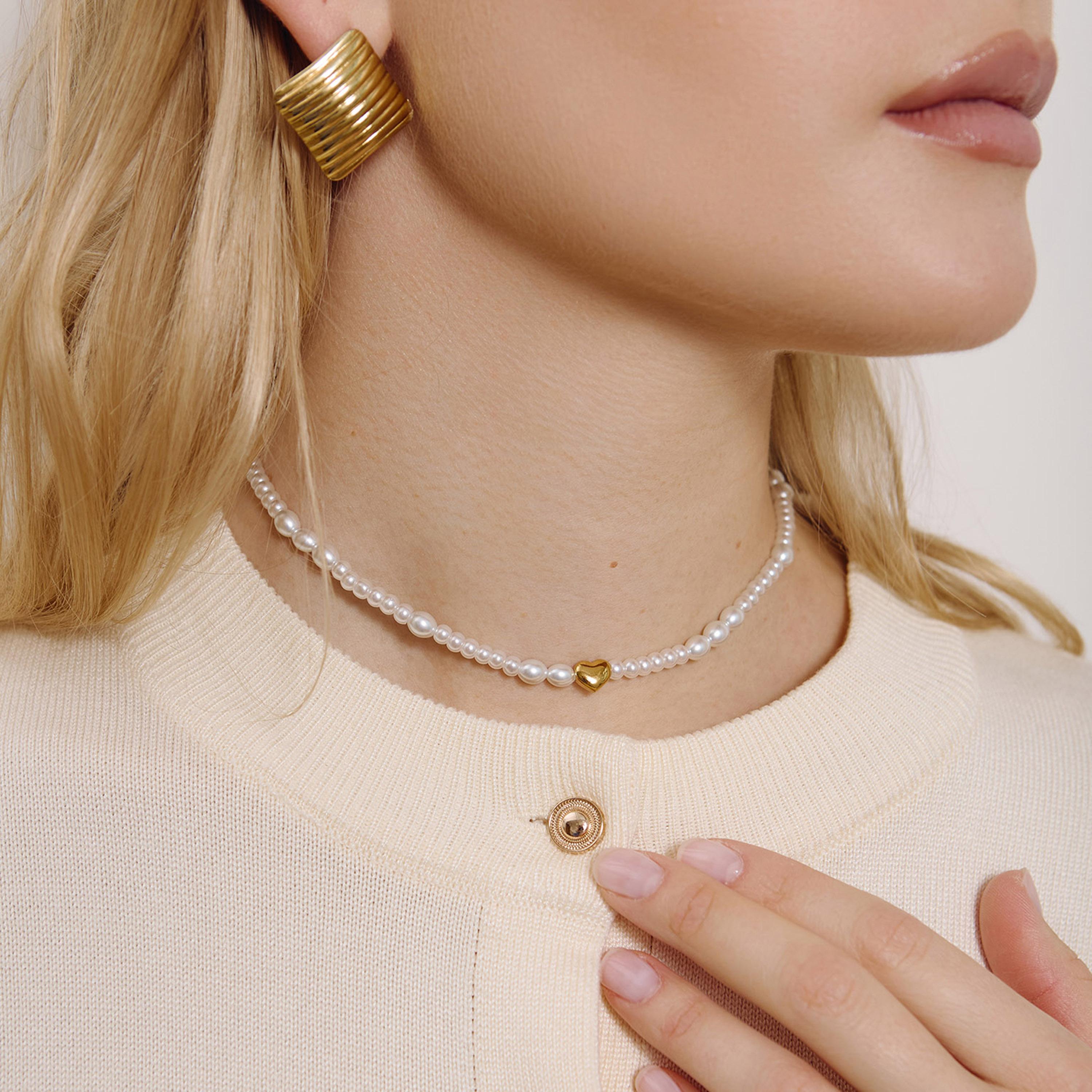 عقد سلسلة ليتشي أبيض بمرصع باللؤلؤ من الستانلس ستيل | مقاس موحد | ncl0275-women-watchesandjewellery-jewellery-necklacesandpendants-image-1
