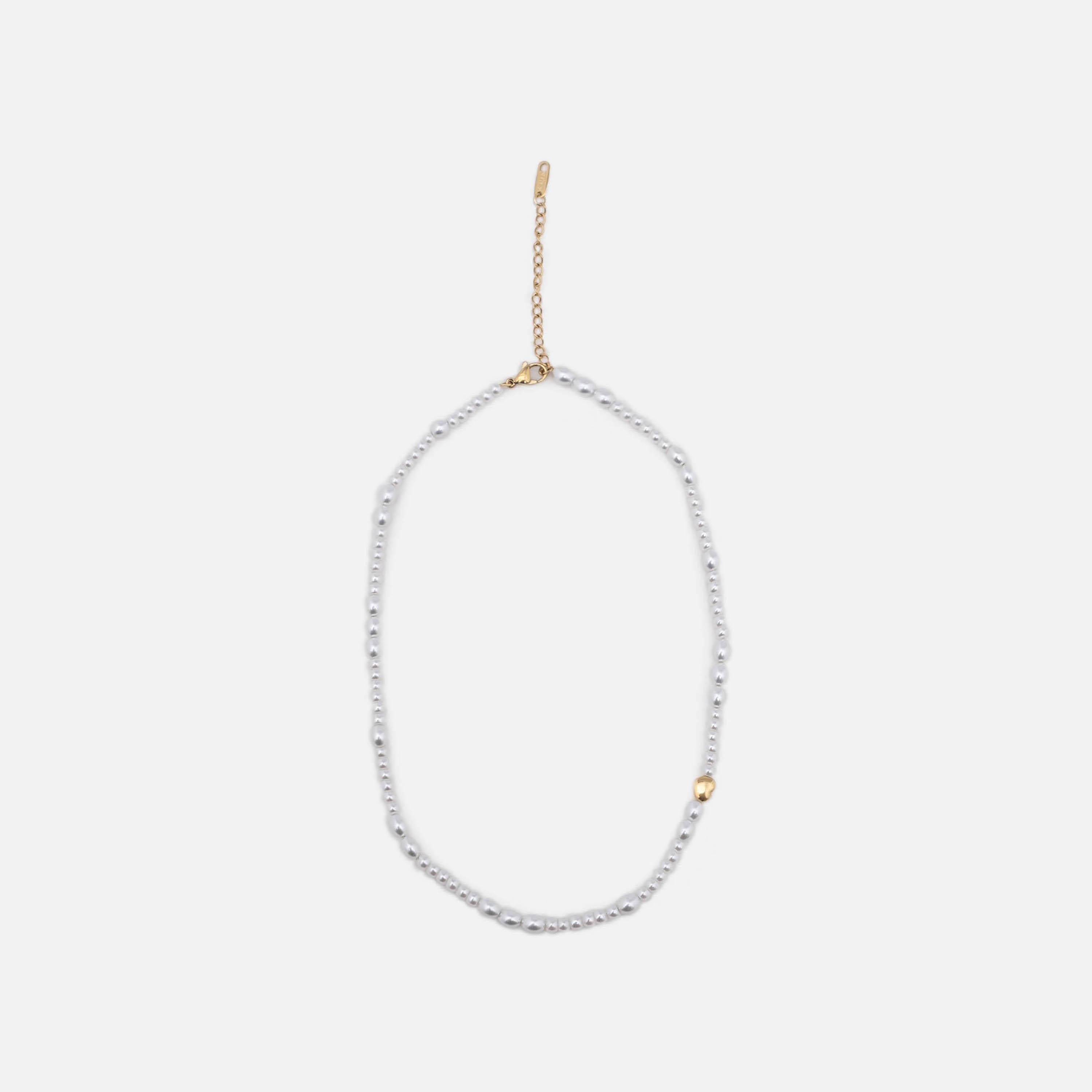 عقد سلسلة ليتشي أبيض بمرصع باللؤلؤ من الستانلس ستيل | مقاس موحد | ncl0275-women-watchesandjewellery-jewellery-necklacesandpendants-image-2