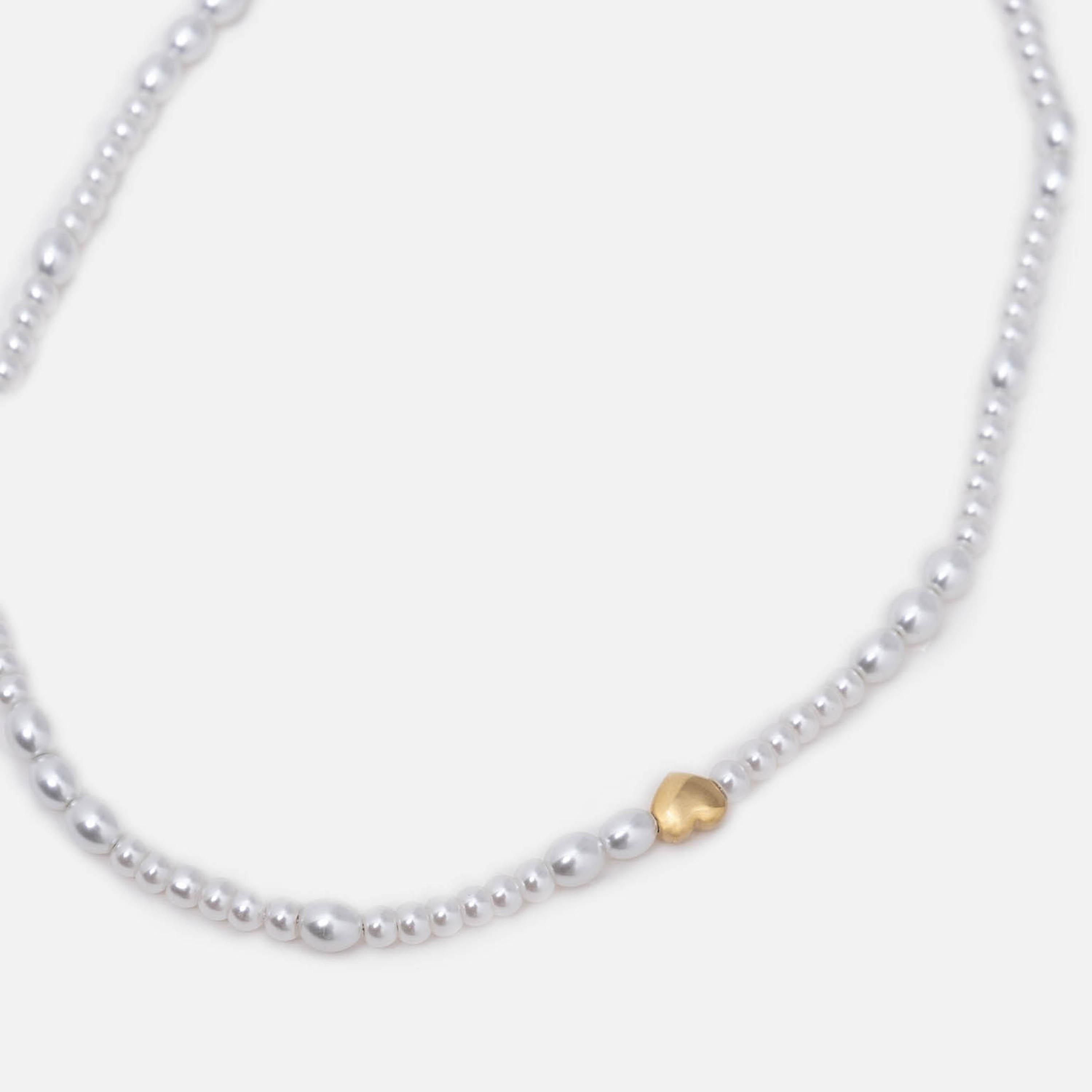 عقد سلسلة ليتشي أبيض بمرصع باللؤلؤ من الستانلس ستيل | مقاس موحد | ncl0275-women-watchesandjewellery-jewellery-necklacesandpendants-image-3