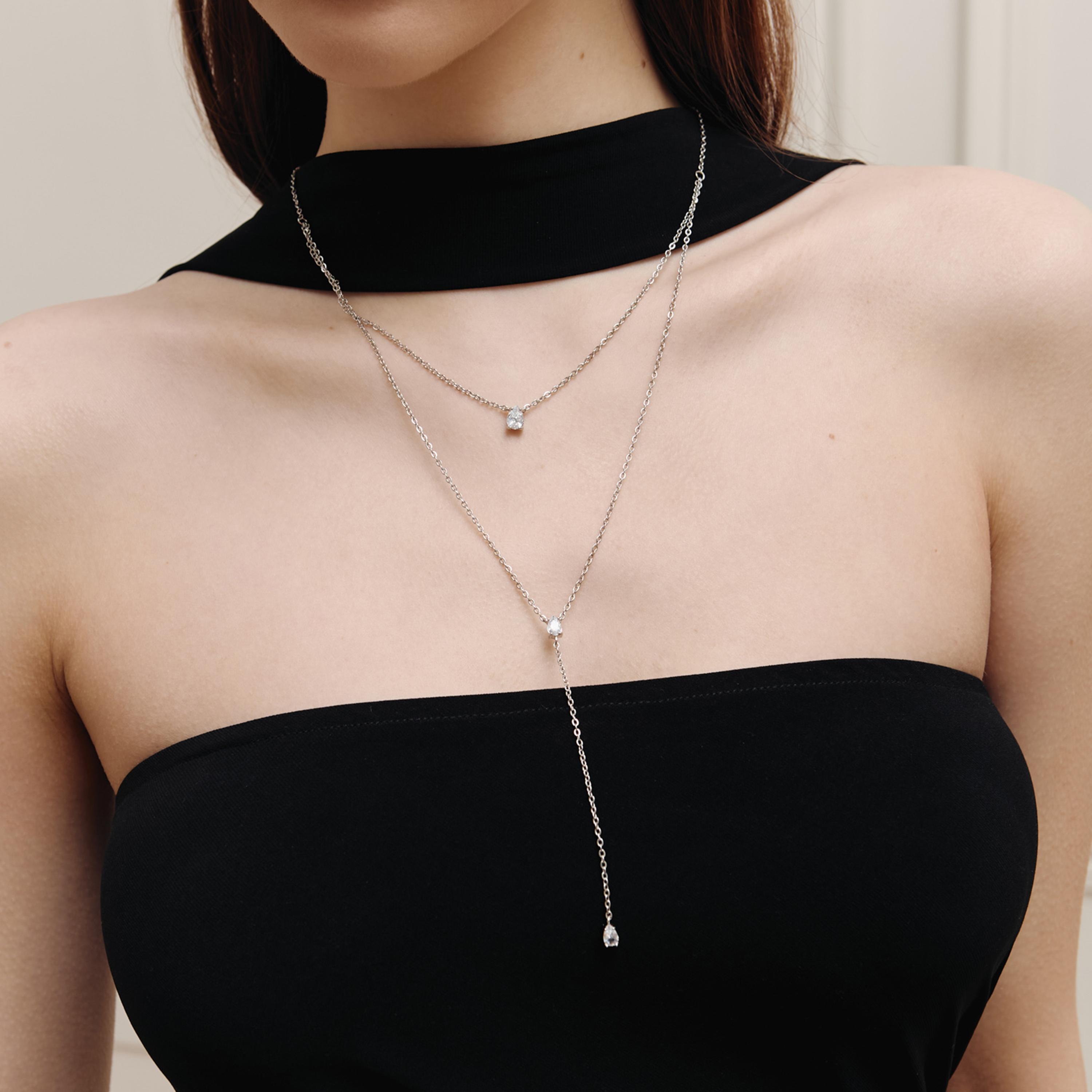 عقد ليتشي فضي متعدد الطبقات بلؤلؤ اصطناعي | مقاس موحد | ncl0277-women-watchesandjewellery-jewellery-necklacesandpendants-image-1