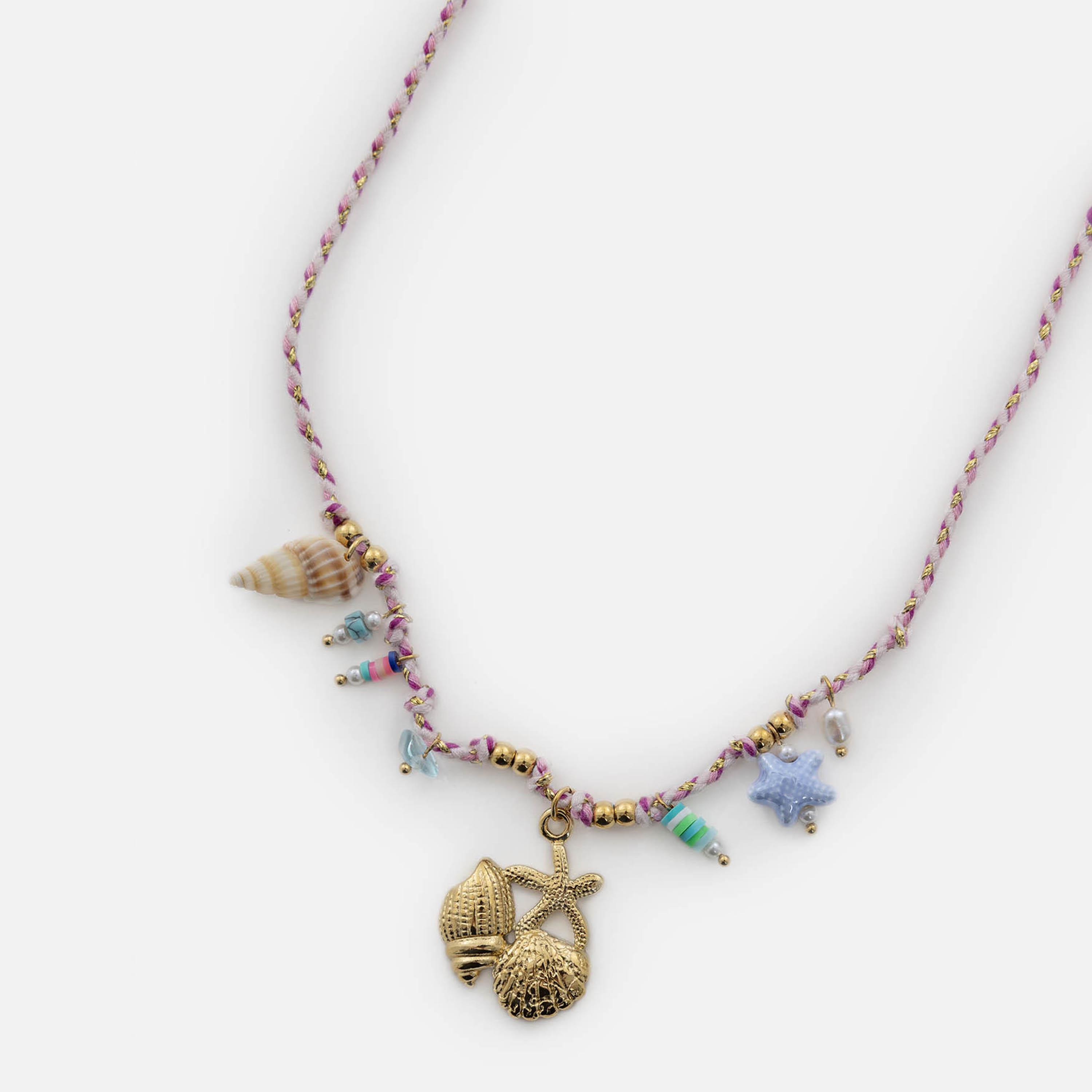 عقد بدليات وردية ليتشي من الستانلس ستيل | مقاس موحد | ncl0309-women-watchesandjewellery-jewellery-necklacesandpendants-image-2