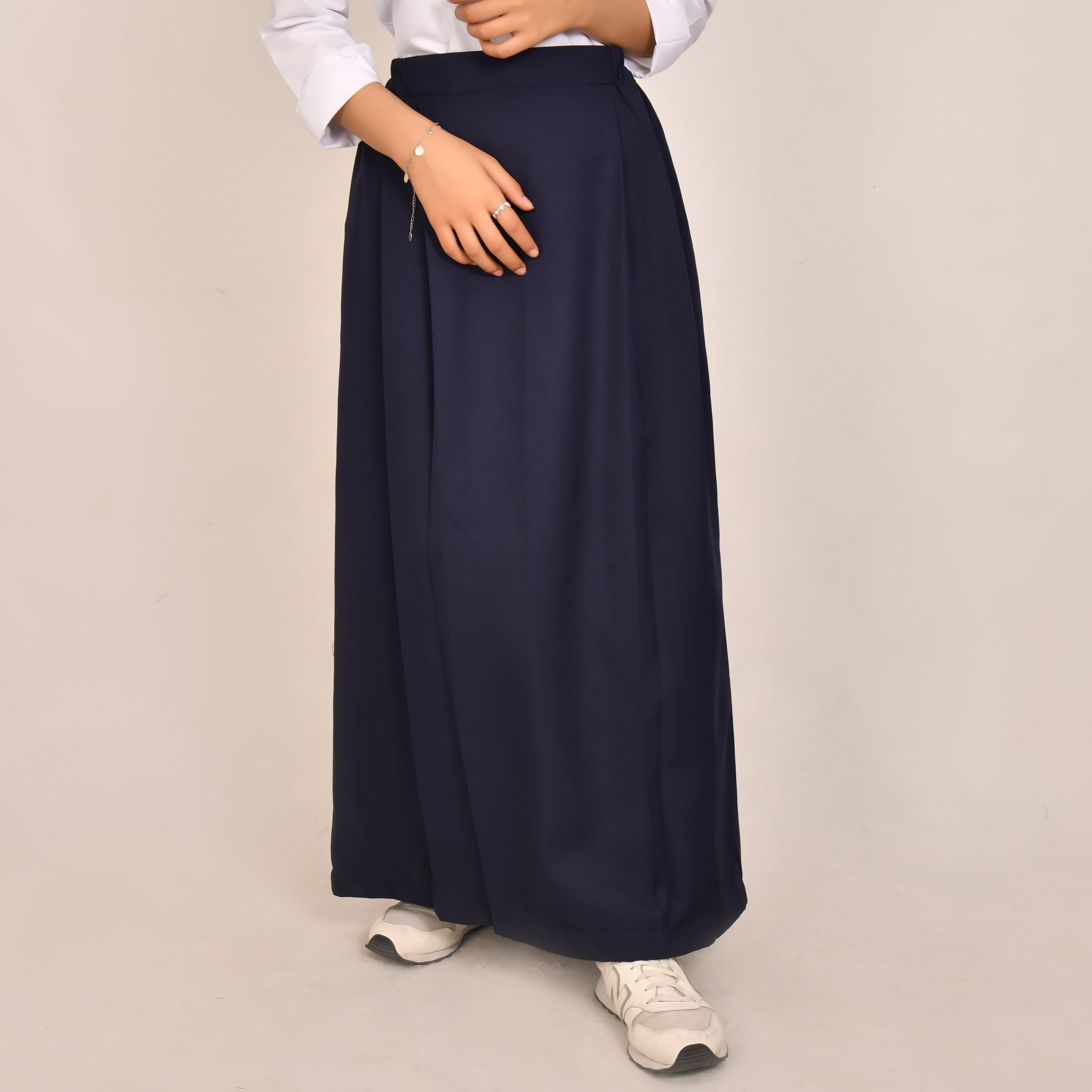 Hawraa Plain Linen Girls Full Length Skirt-girls-clothing-bottoms-skirts-image-1