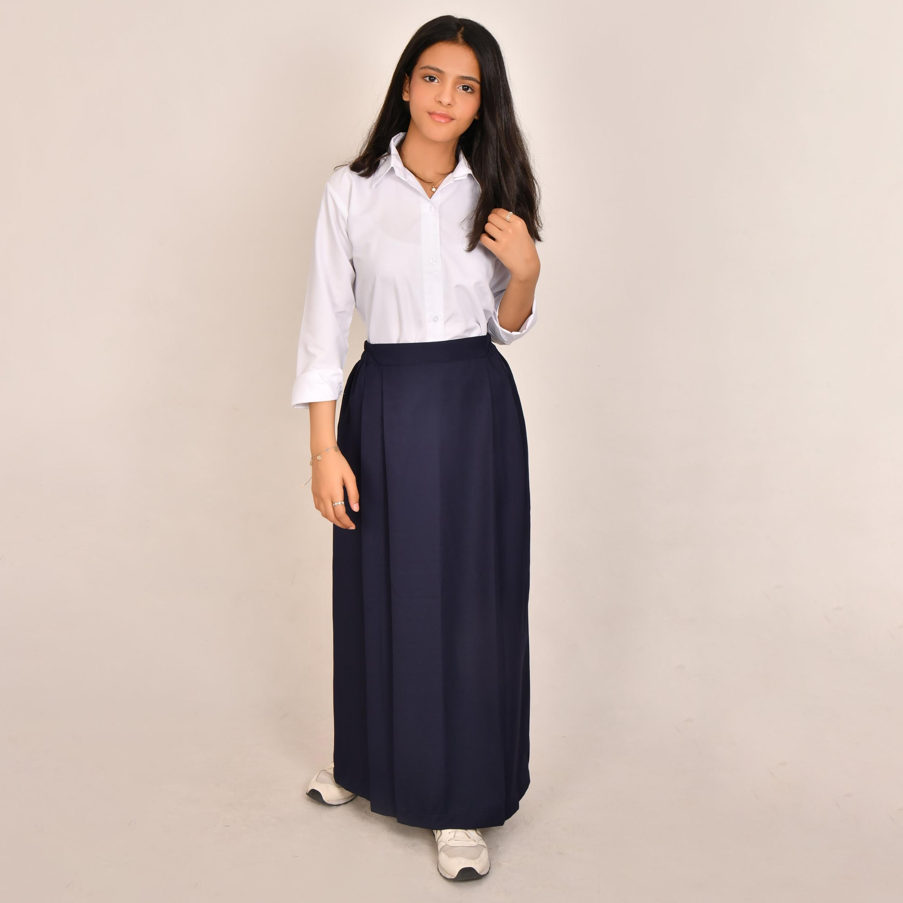 Hawraa Plain Linen Girls Full Length Skirt-girls-clothing-bottoms-skirts-image-3