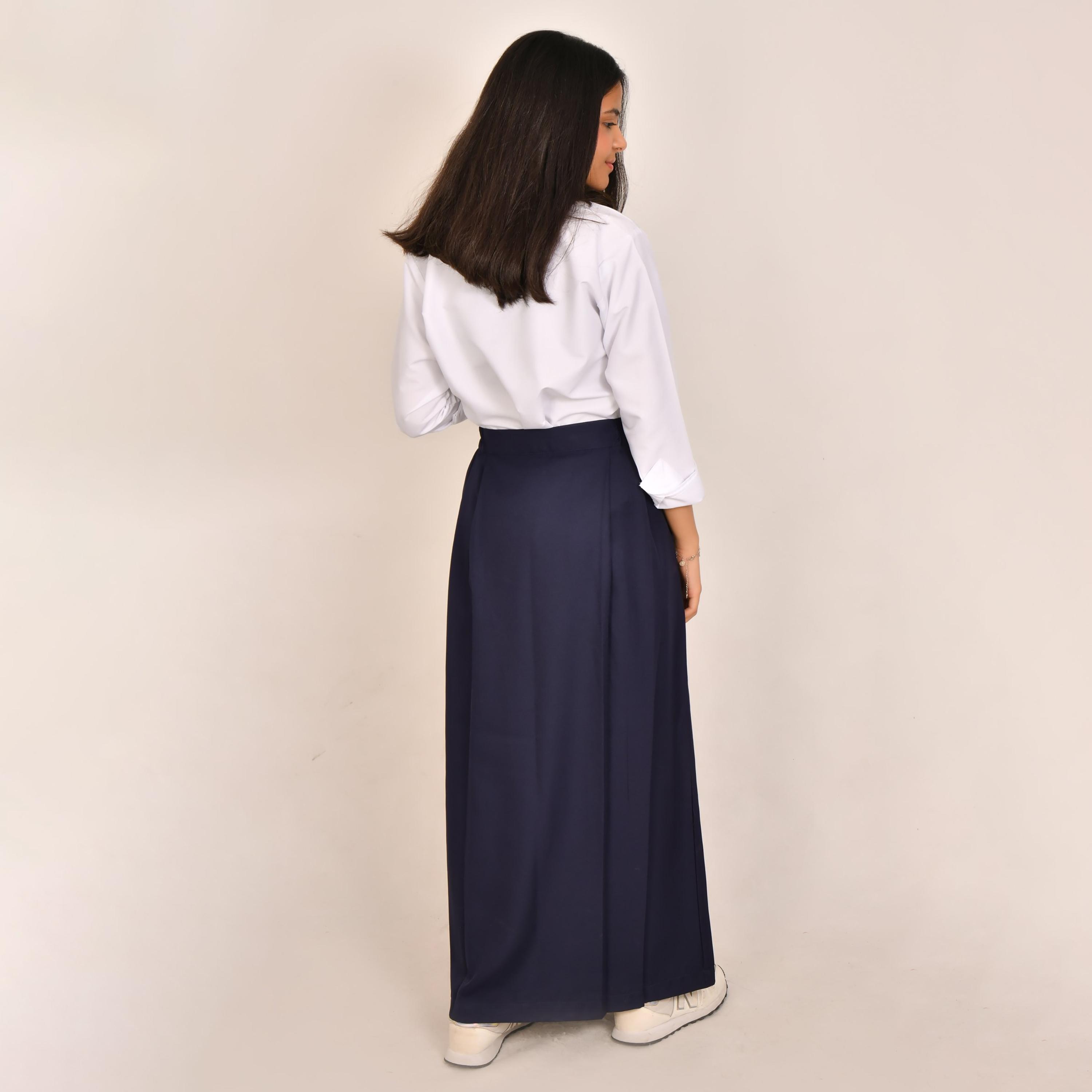 Hawraa Plain Linen Girls Full Length Skirt-girls-clothing-bottoms-skirts-image-4