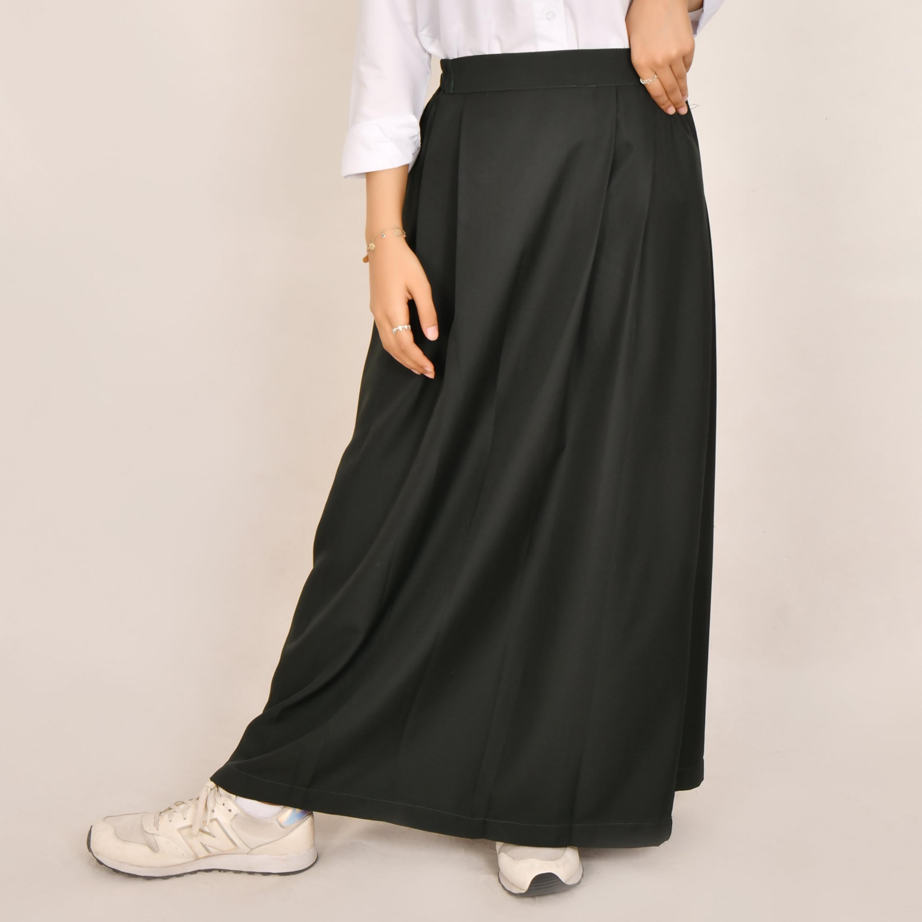 Hawraa Plain Linen Girls Full Length Skirt-girls-clothing-bottoms-skirts-image-1