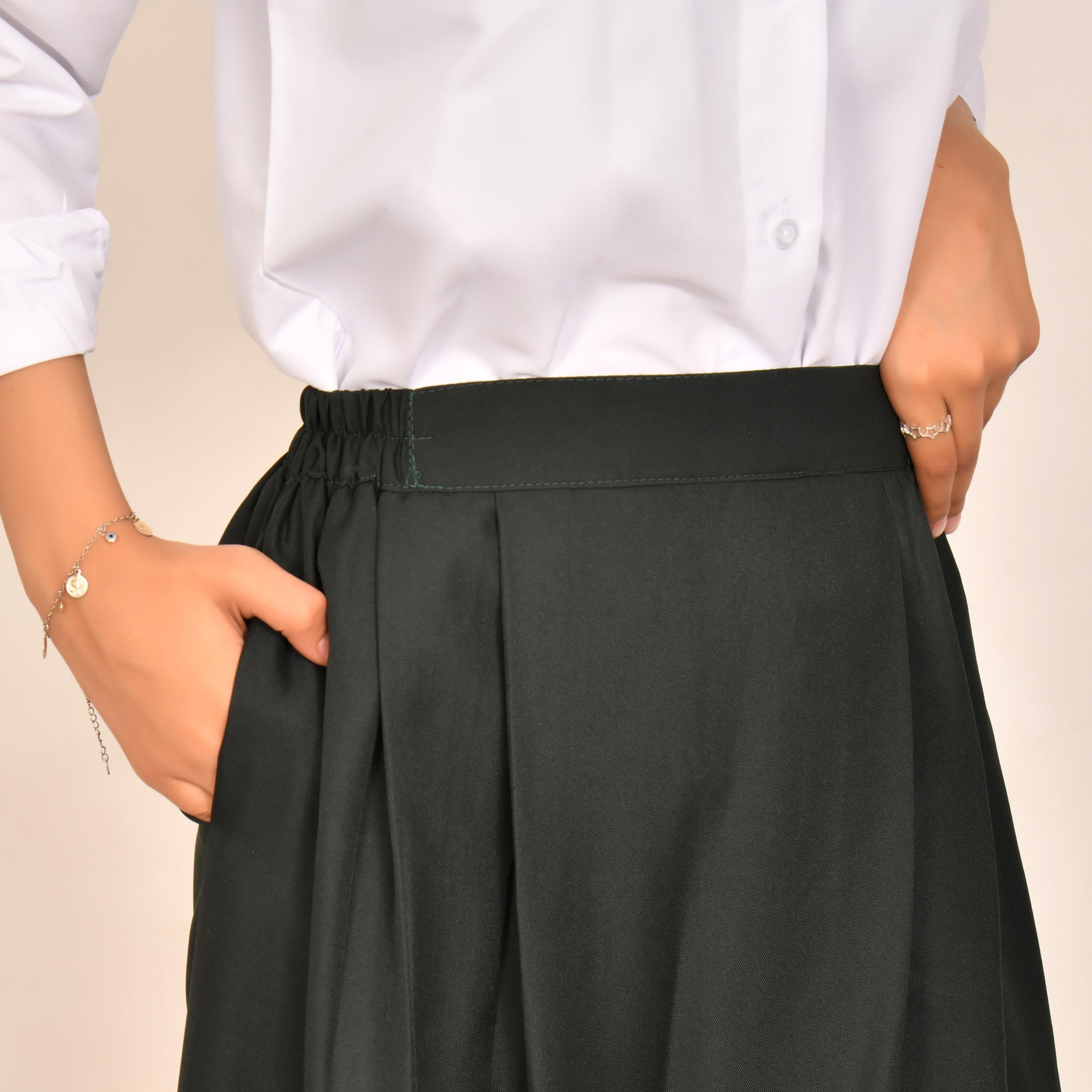Hawraa Plain Linen Girls Full Length Skirt-girls-clothing-bottoms-skirts-image-2