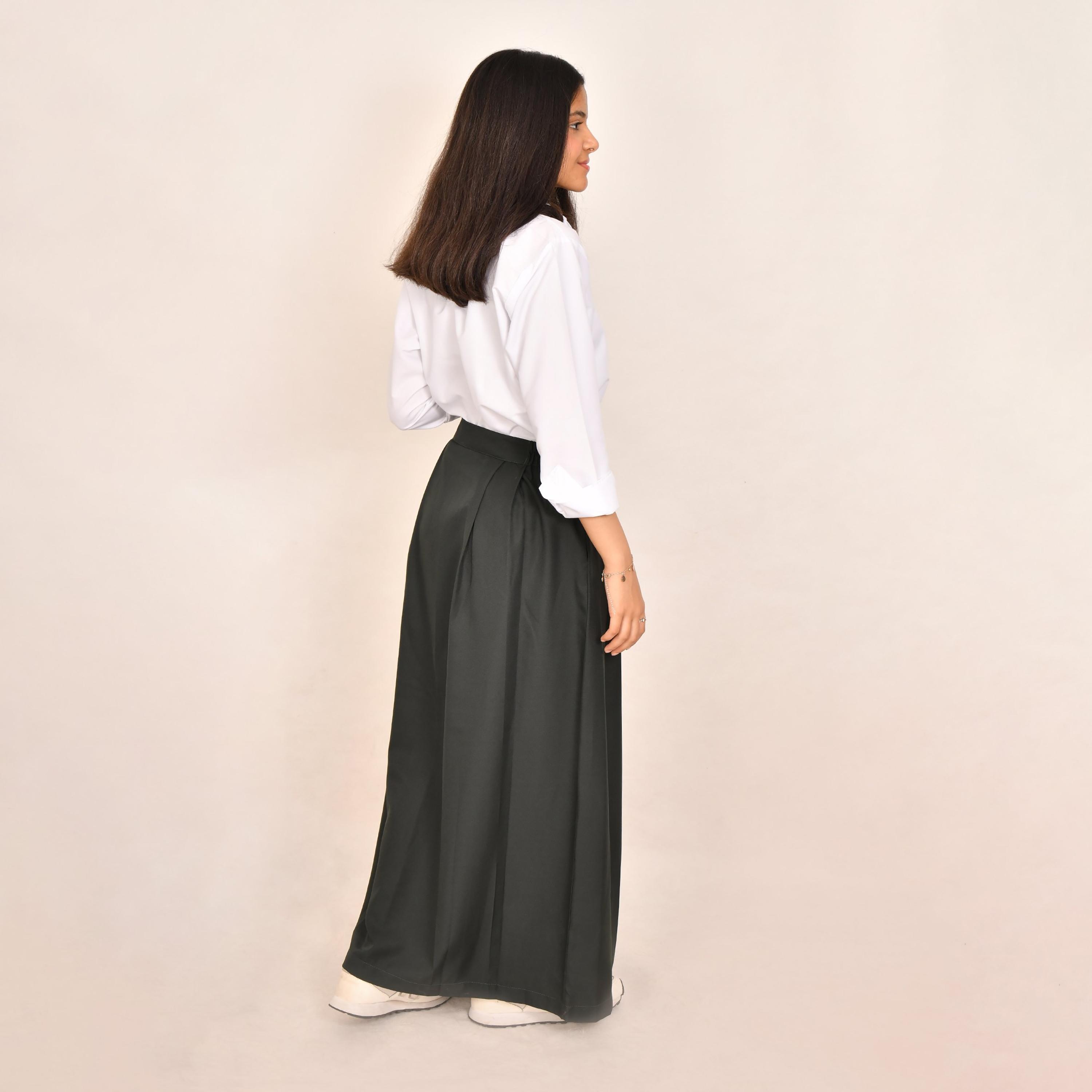 Hawraa Plain Linen Girls Full Length Skirt-girls-clothing-bottoms-skirts-image-4