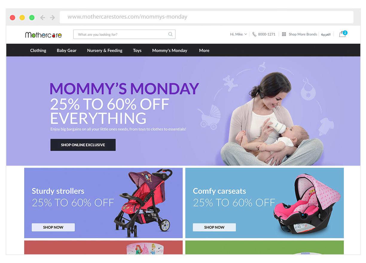 Get online exclusive discounts on Mommy’s Monday.