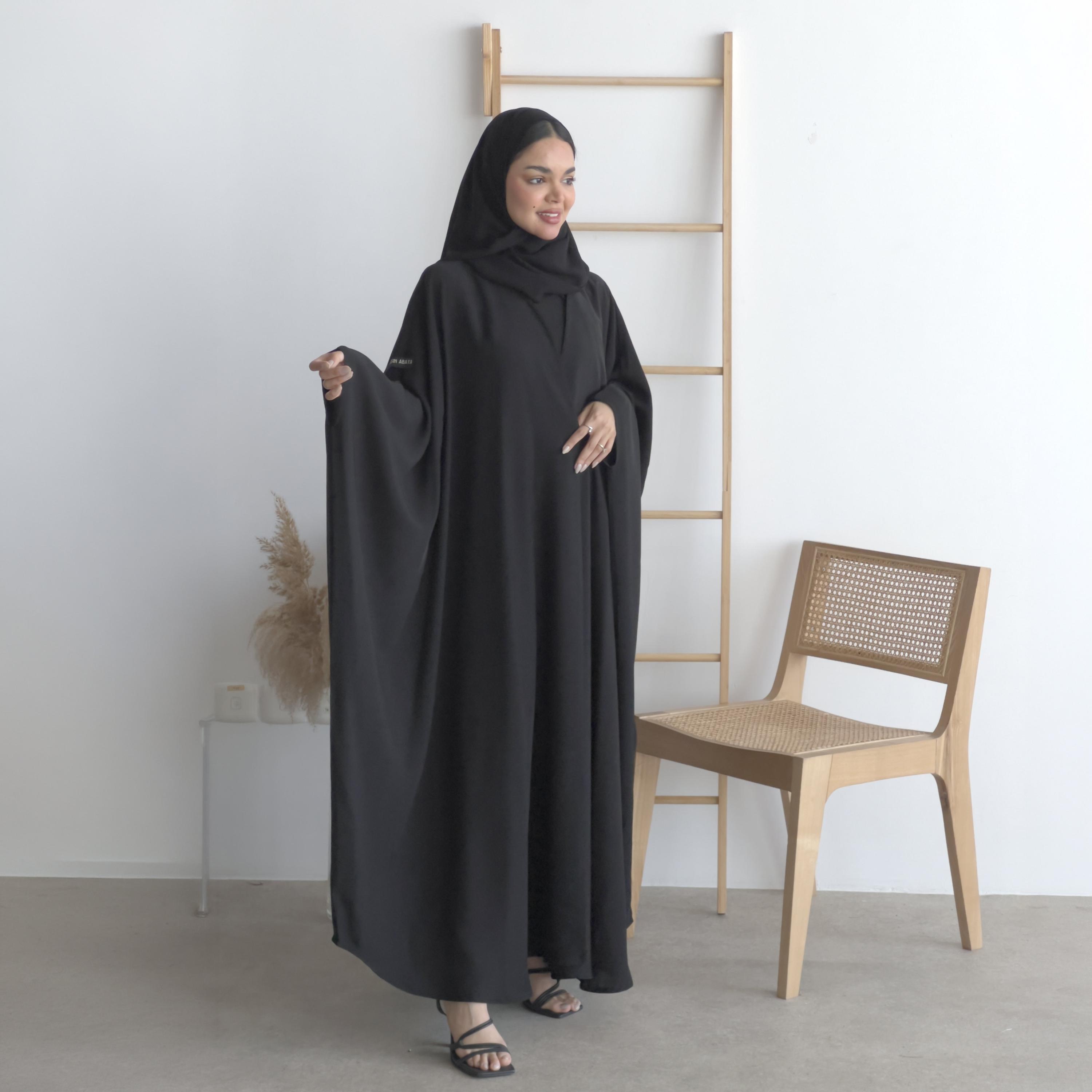 Lusin abaya Black Nawaem Plus Women's Flowing Cut Bisht-Style Abaya-women-arabicclothing-abayas-image-3