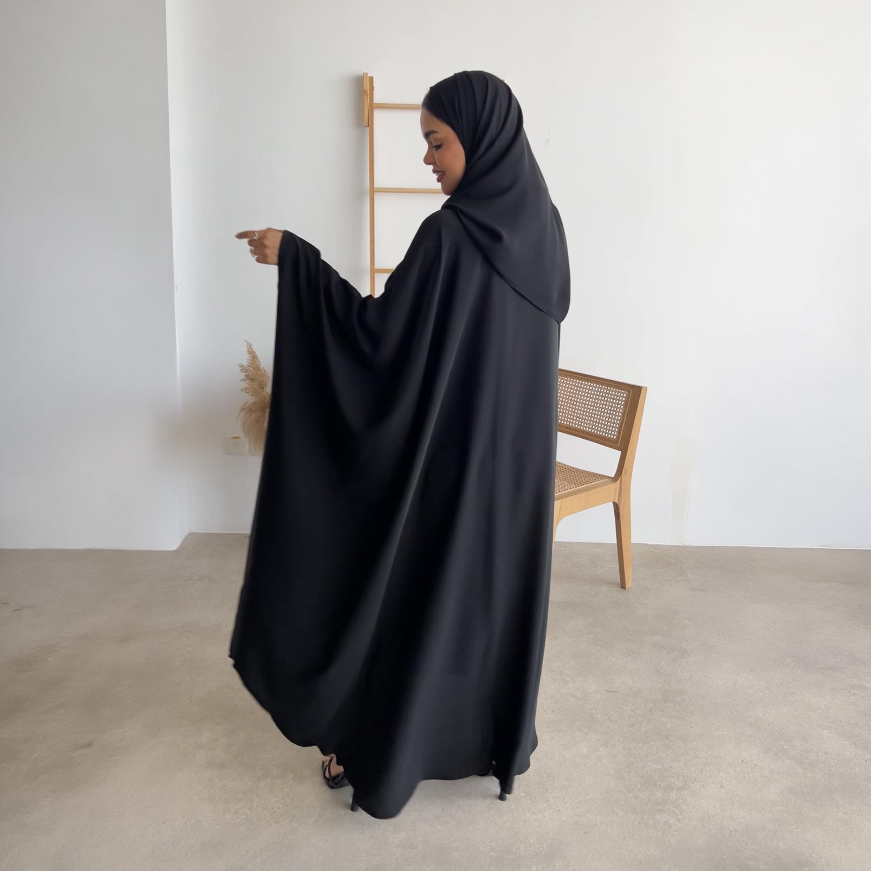 Lusin abaya Black Nawaem Plus Women's Flowing Cut Bisht-Style Abaya-women-arabicclothing-abayas-image-4