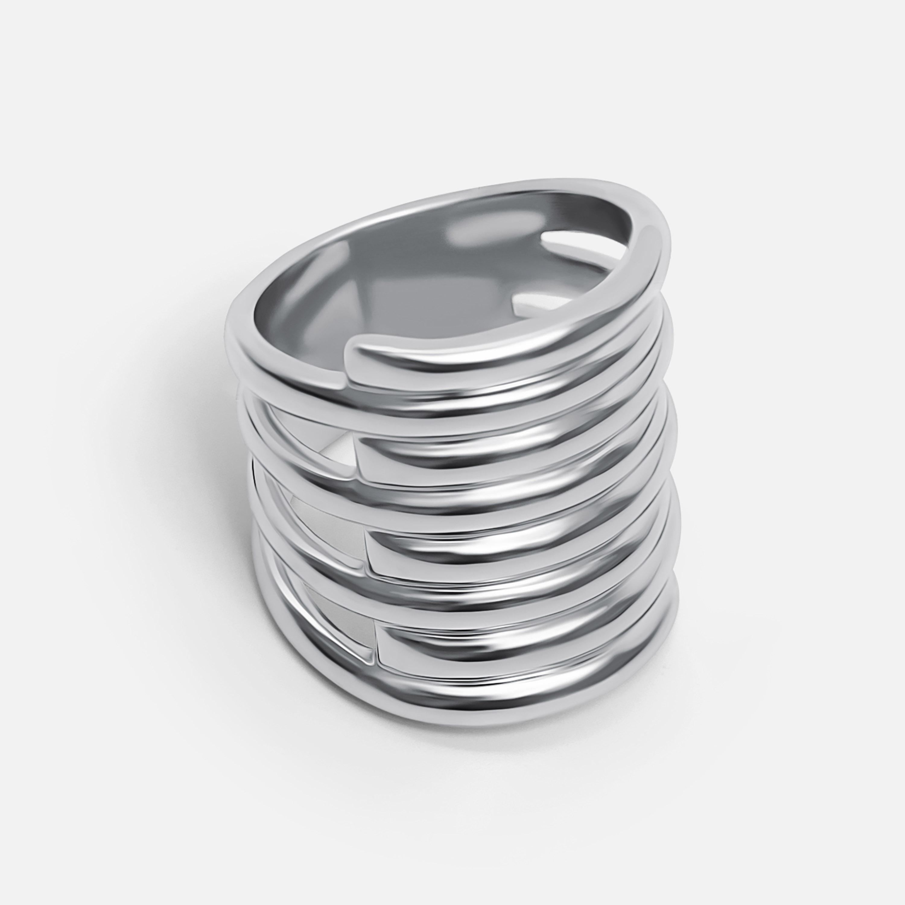 خواتم ليتشي فضية متعددة الطبقات للنساء من سبيكة الزنك | ring165-women-watchesandjewellery-jewellery-rings-image-2