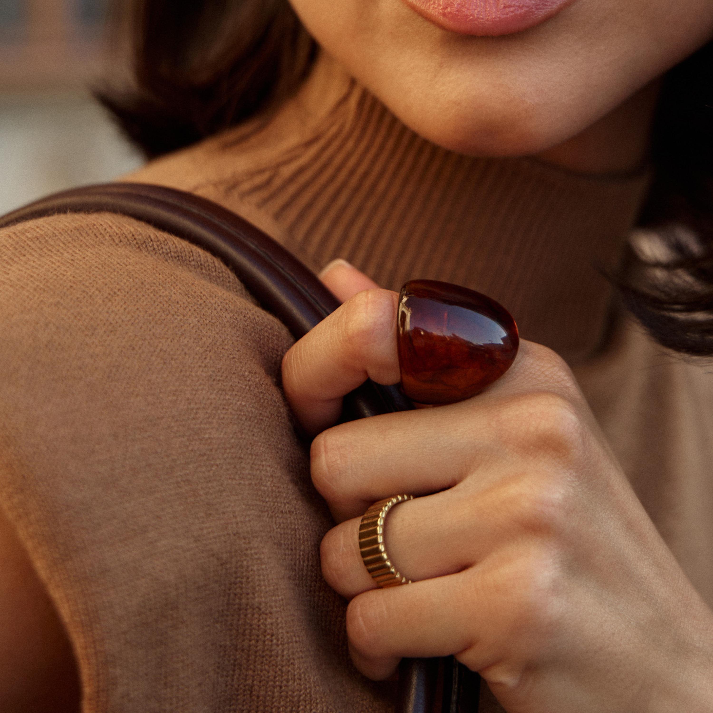 خواتم ليتشي بنقشة رخامية بنية للنساء من الراتنج | ring166-women-watchesandjewellery-jewellery-rings-image-1