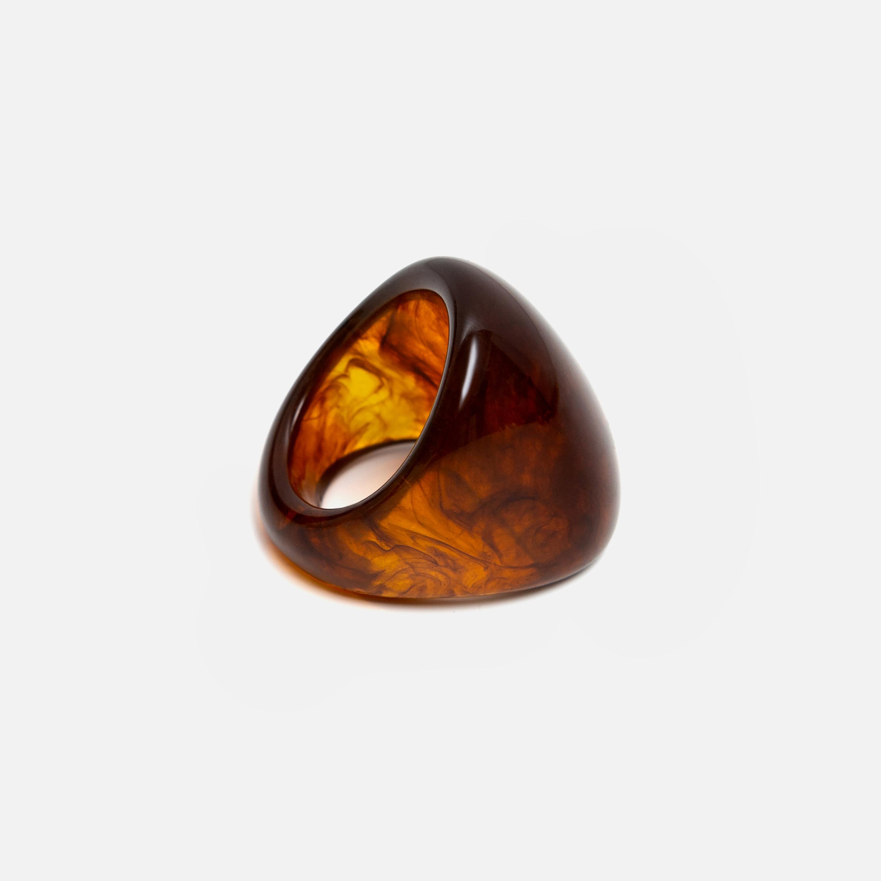خواتم ليتشي بنقشة رخامية بنية للنساء من الراتنج | ring166-women-watchesandjewellery-jewellery-rings-image-2