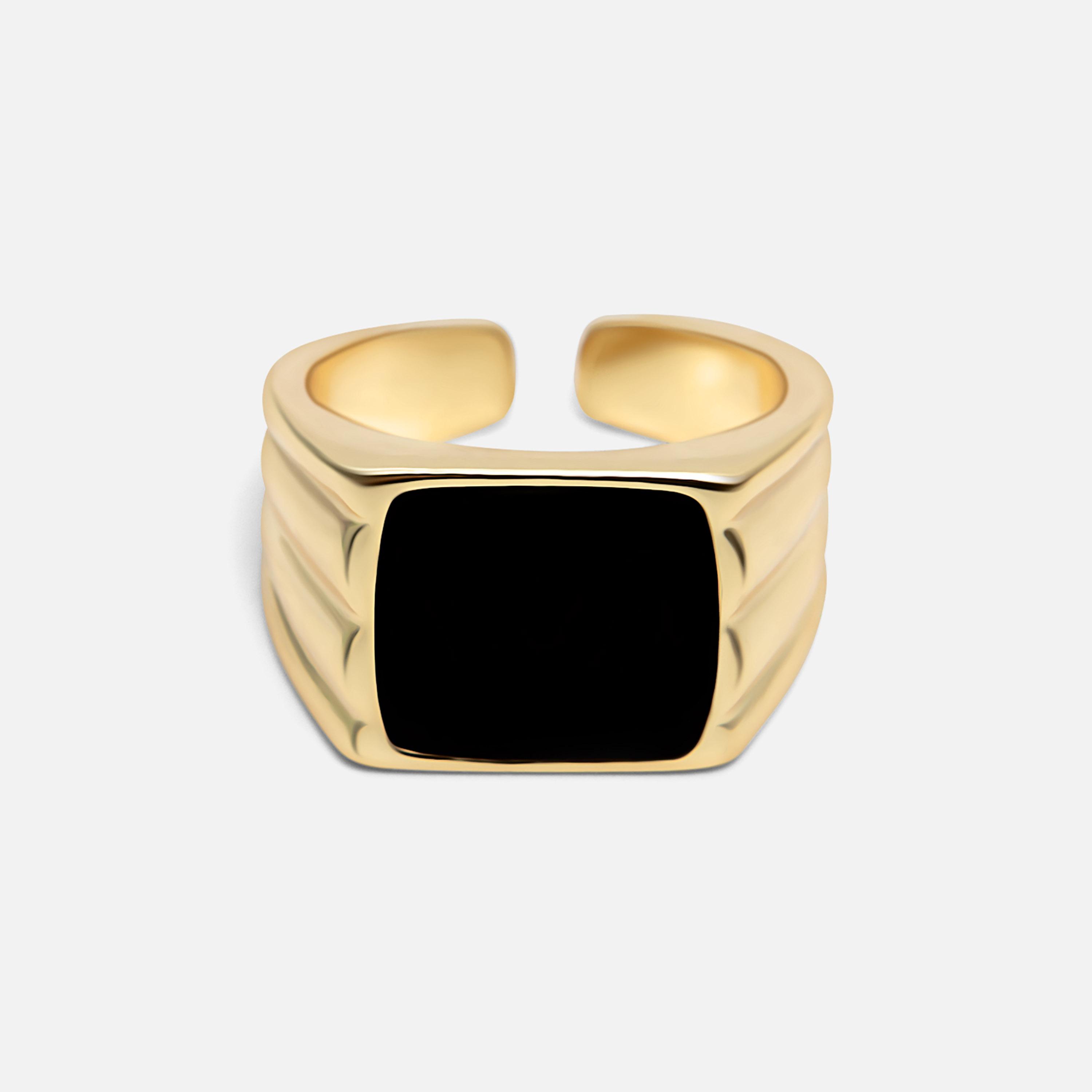 طقم خاتمين ليتشي ذهبي بتصميم مستطيل من سبيكة النحاس | ring167-women-watchesandjewellery-jewellery-rings-image-2