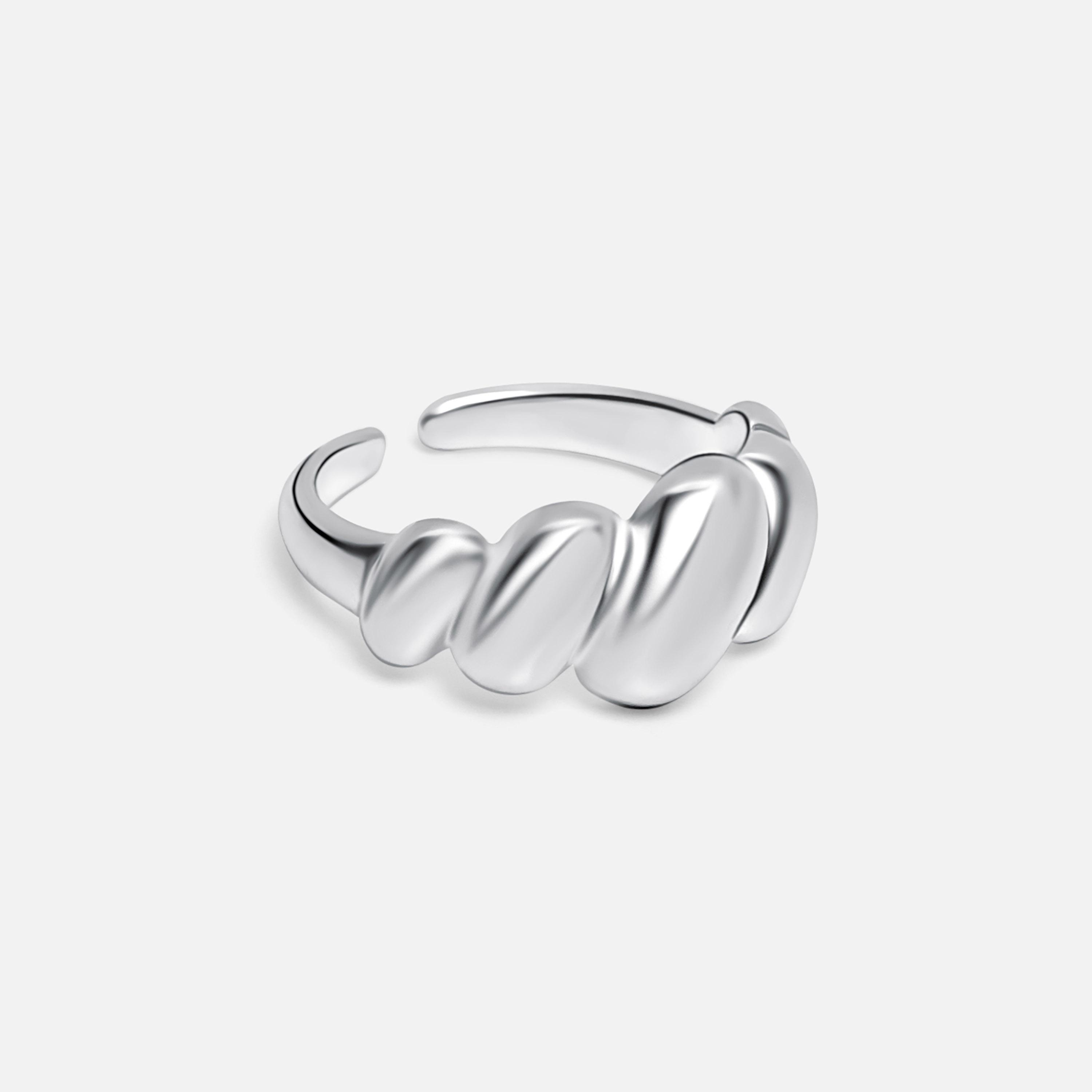 طقم خاتمين ليتشي فضي بتصميم مستوحى من الحصى من سبيكة النحاس | ring168-women-watchesandjewellery-jewellery-rings-image-2