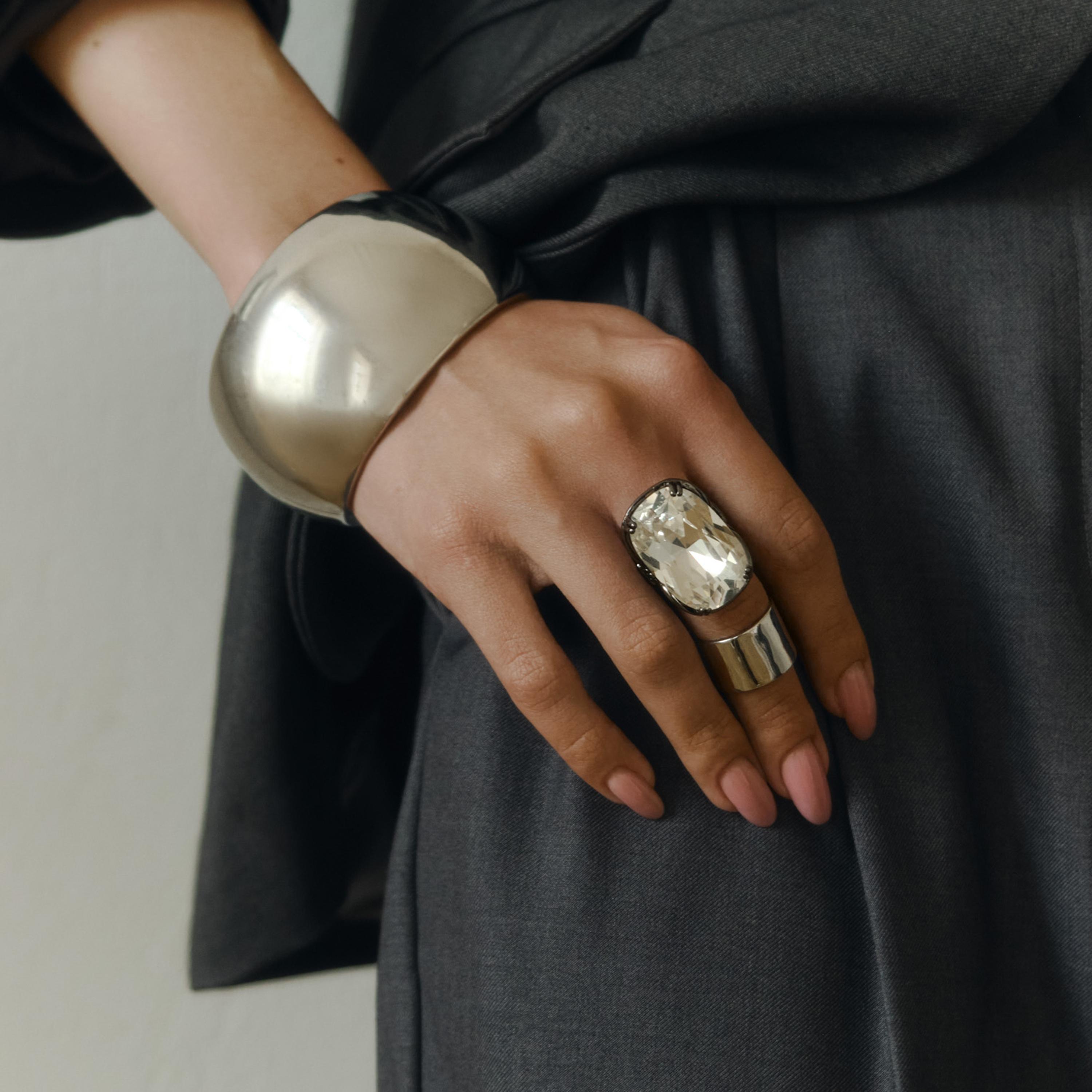 خواتم ليتشي فضية مرصعة بالكريستال للنساء من سبيكة النحاس | ring169-women-watchesandjewellery-jewellery-rings-image-1
